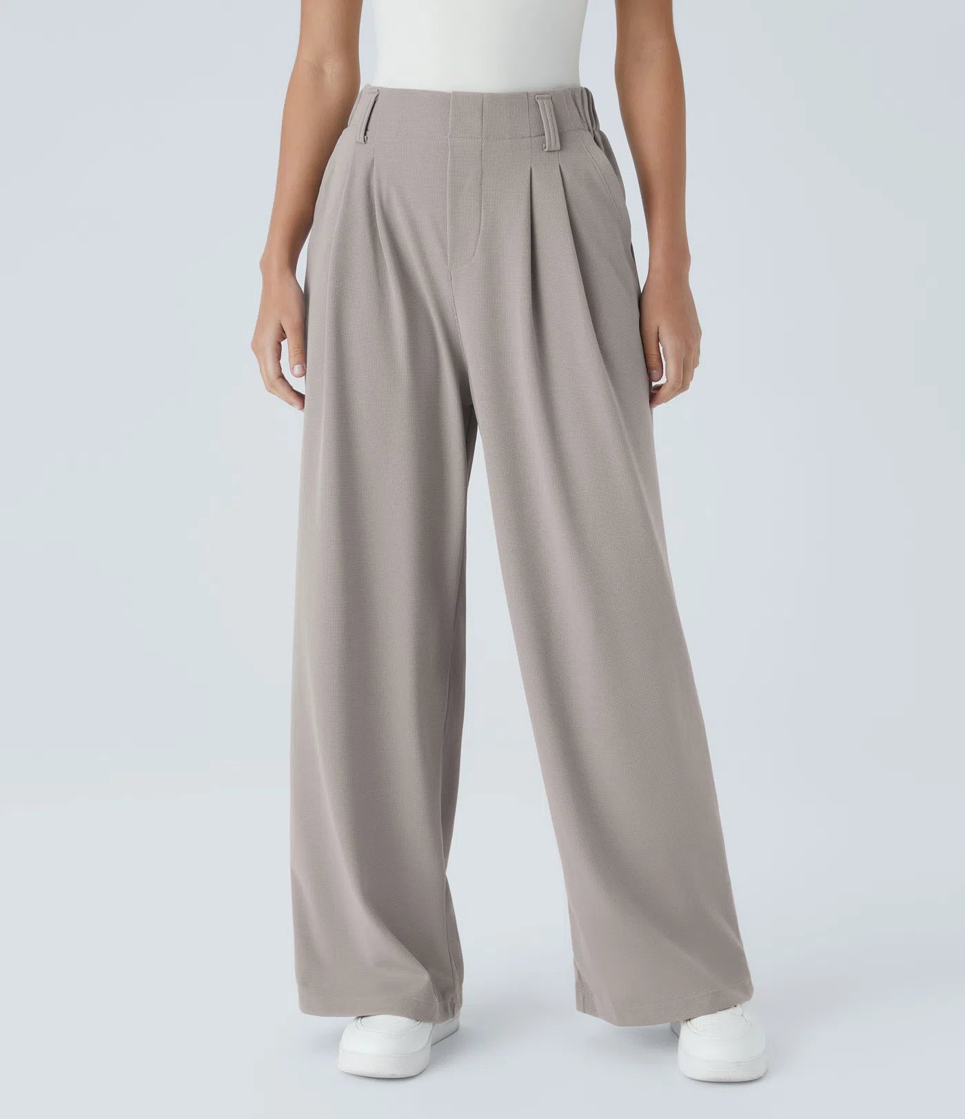 BumFlair - High Waisted Pocket Wide Leg Waffle Work Pants