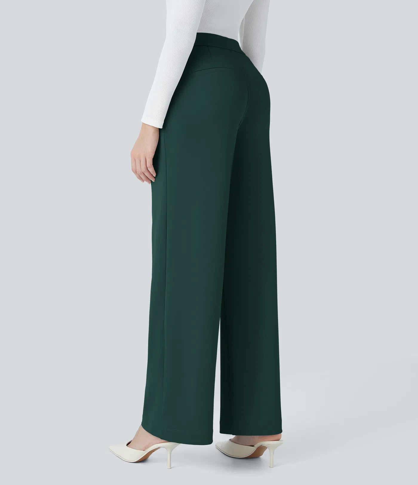 BumFlair – High Waisted Pocket Straight Leg Crepe Work Pants