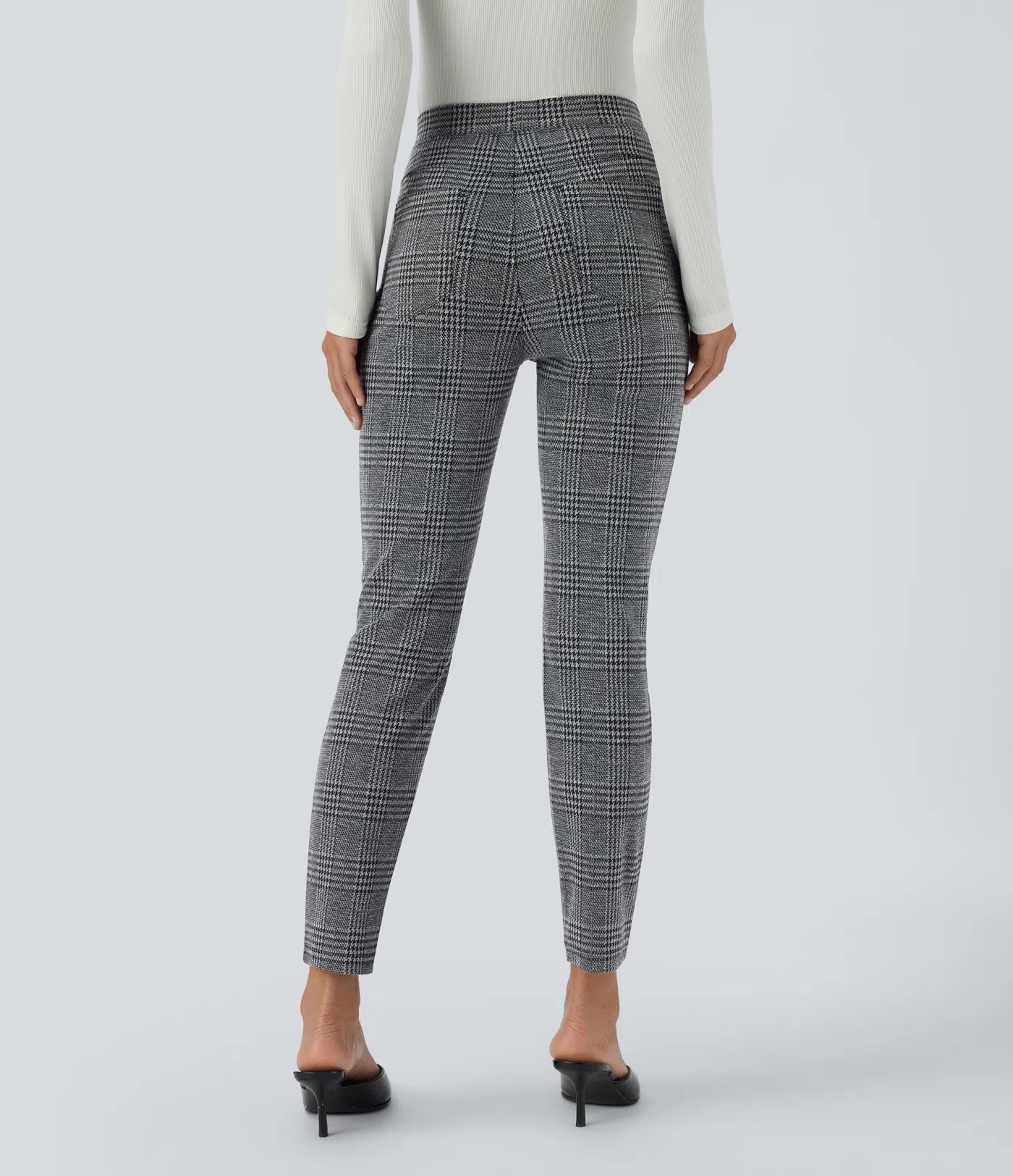BumFlair – High Waisted Pocket Houndstooth Plaid Skinny Work Pants