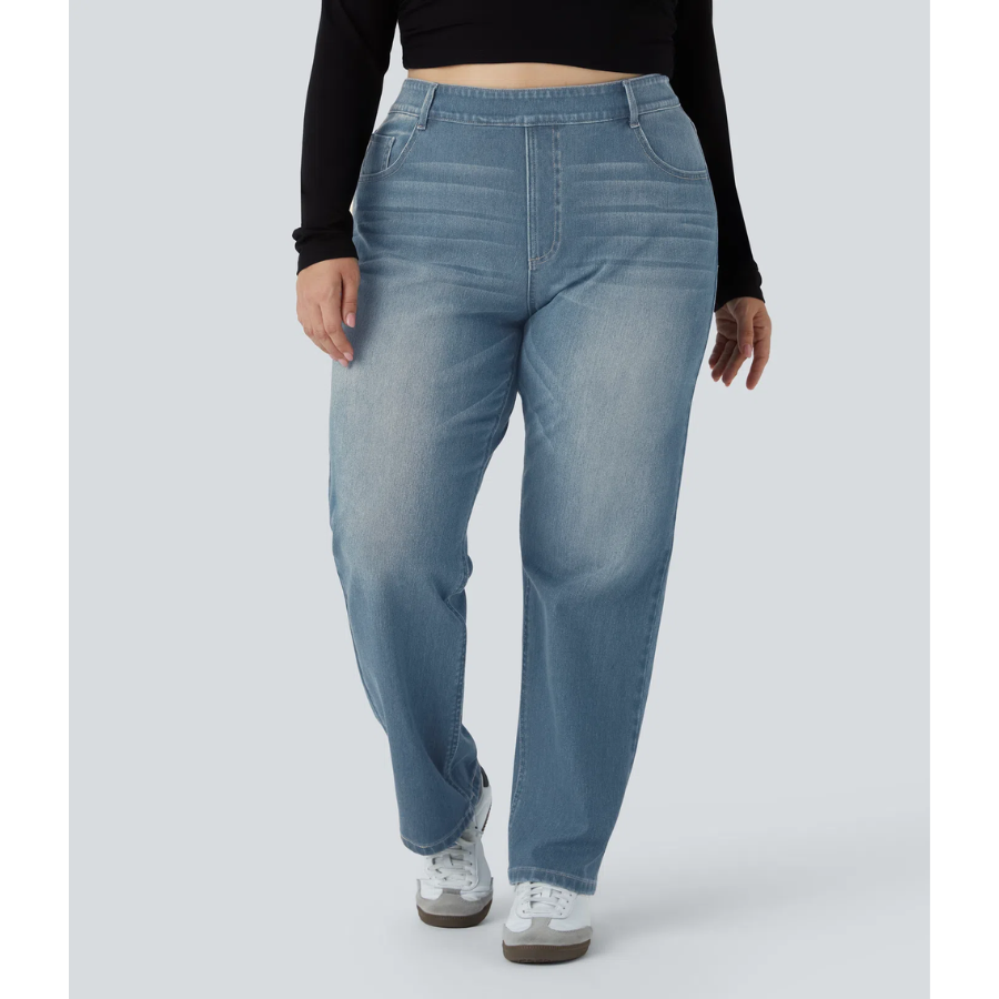 BumFlair - Supportive Waist & 4-Way Stretch Straight-Leg Jeans for Plus-Size Women
