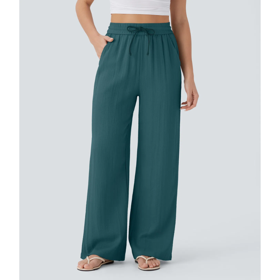 BumFlair - High-Waist Comfort Wide-Leg Pants with Pockets