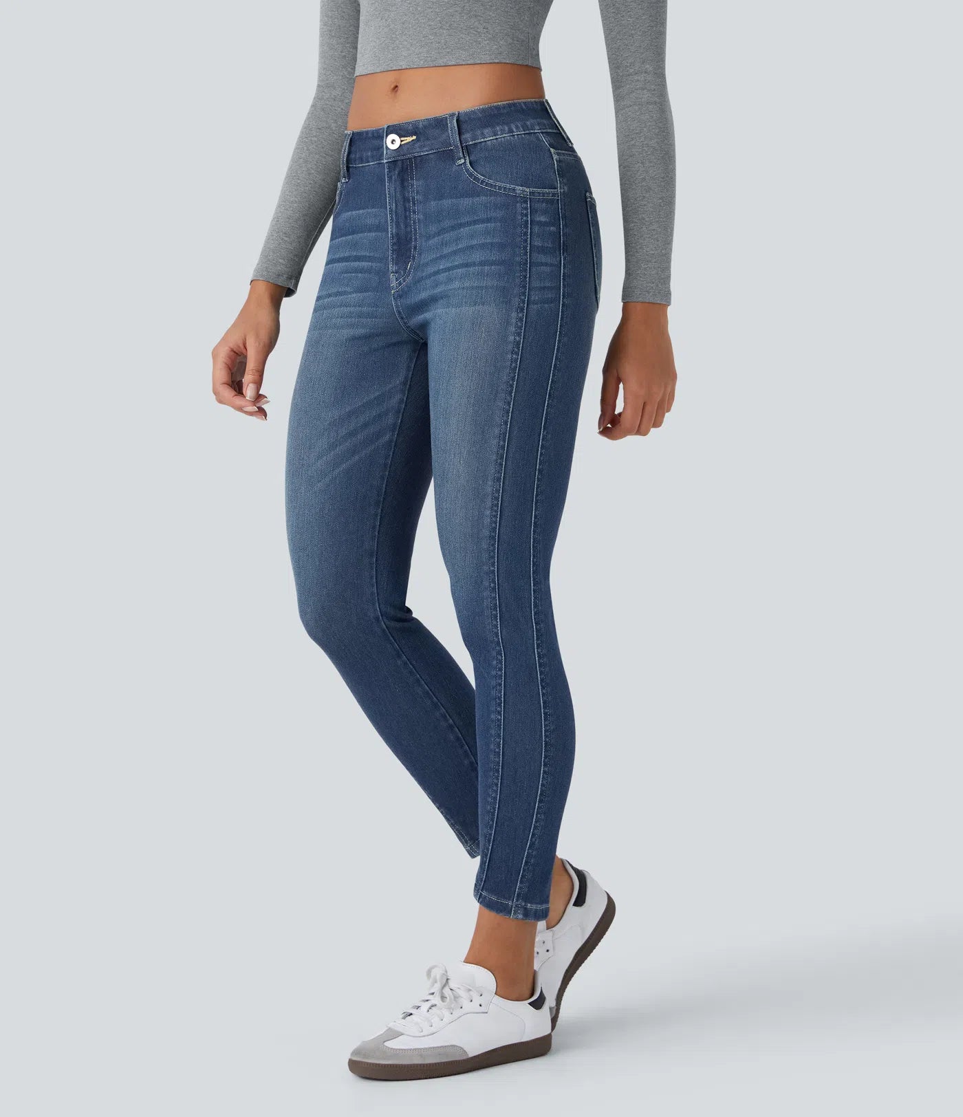 BumFlair – Mid Low Rise Zipper Pockets Casual Skinny Jeans