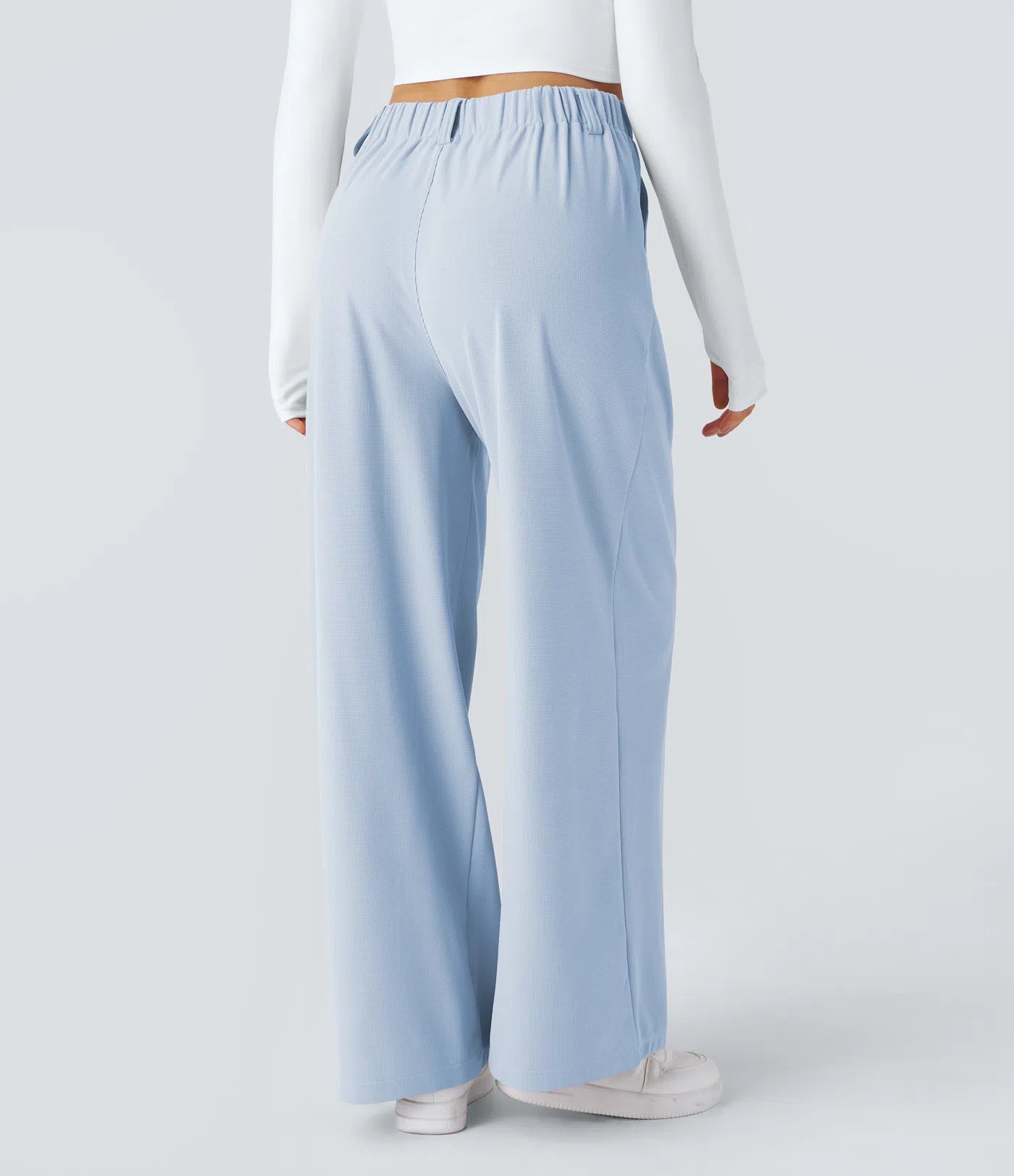 BumFlair - High Waisted Pocket Wide Leg Waffle Work Pants