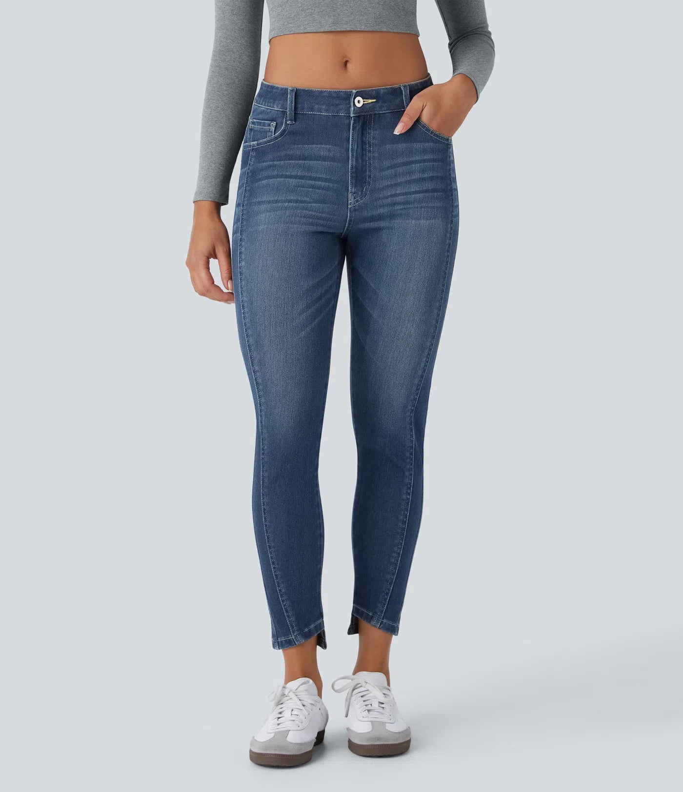 BumFlair – Mid Low Rise Zipper Pockets Casual Skinny Jeans