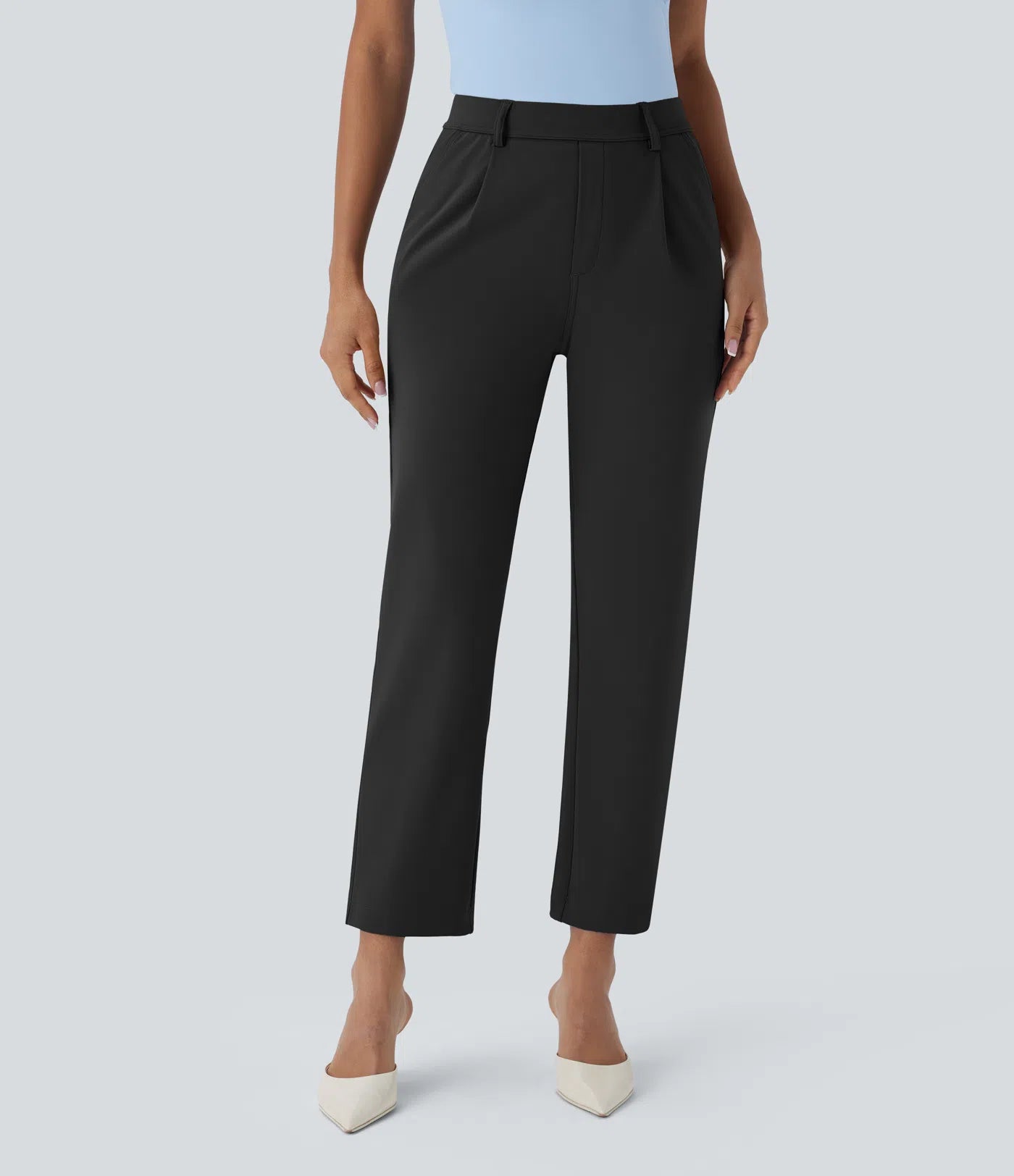 BumFlair - DayStretch High Waisted Pocket Ankle Length Tapered Work Pants