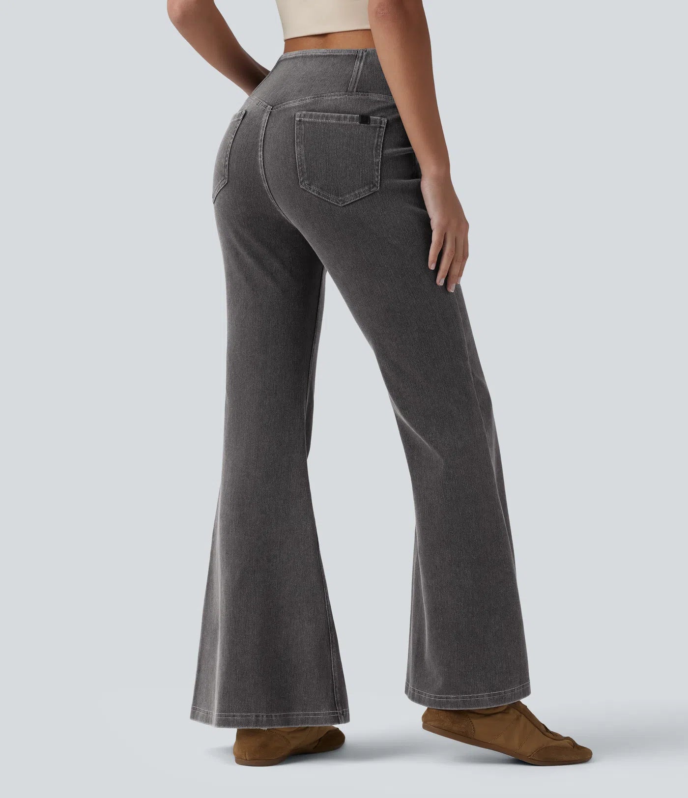 BumFlair - High Waisted Crossover Pocket Washed Casual Jeans