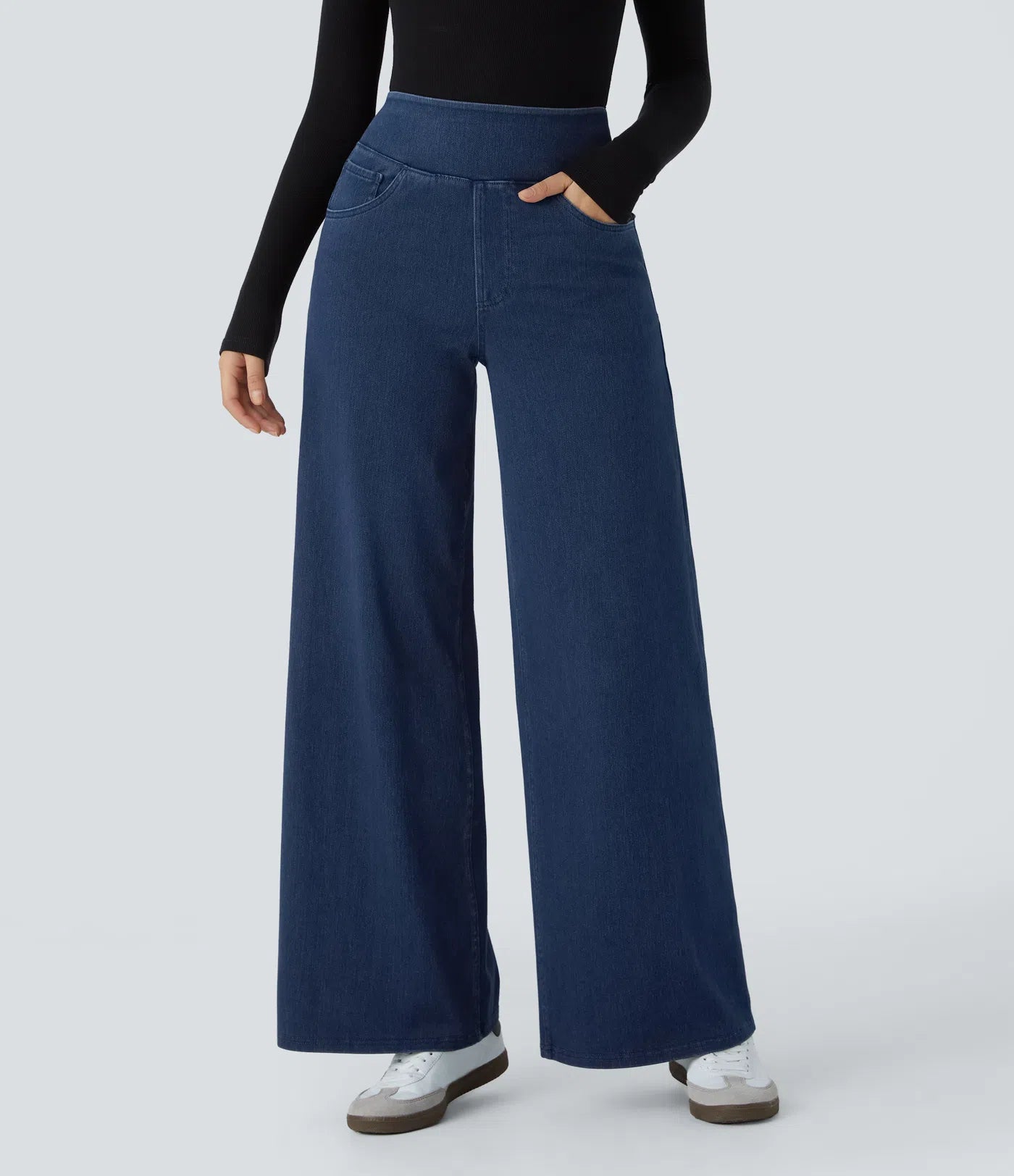 BumFlair – High Waisted Pockets Wide Leg Loose Work Jeans