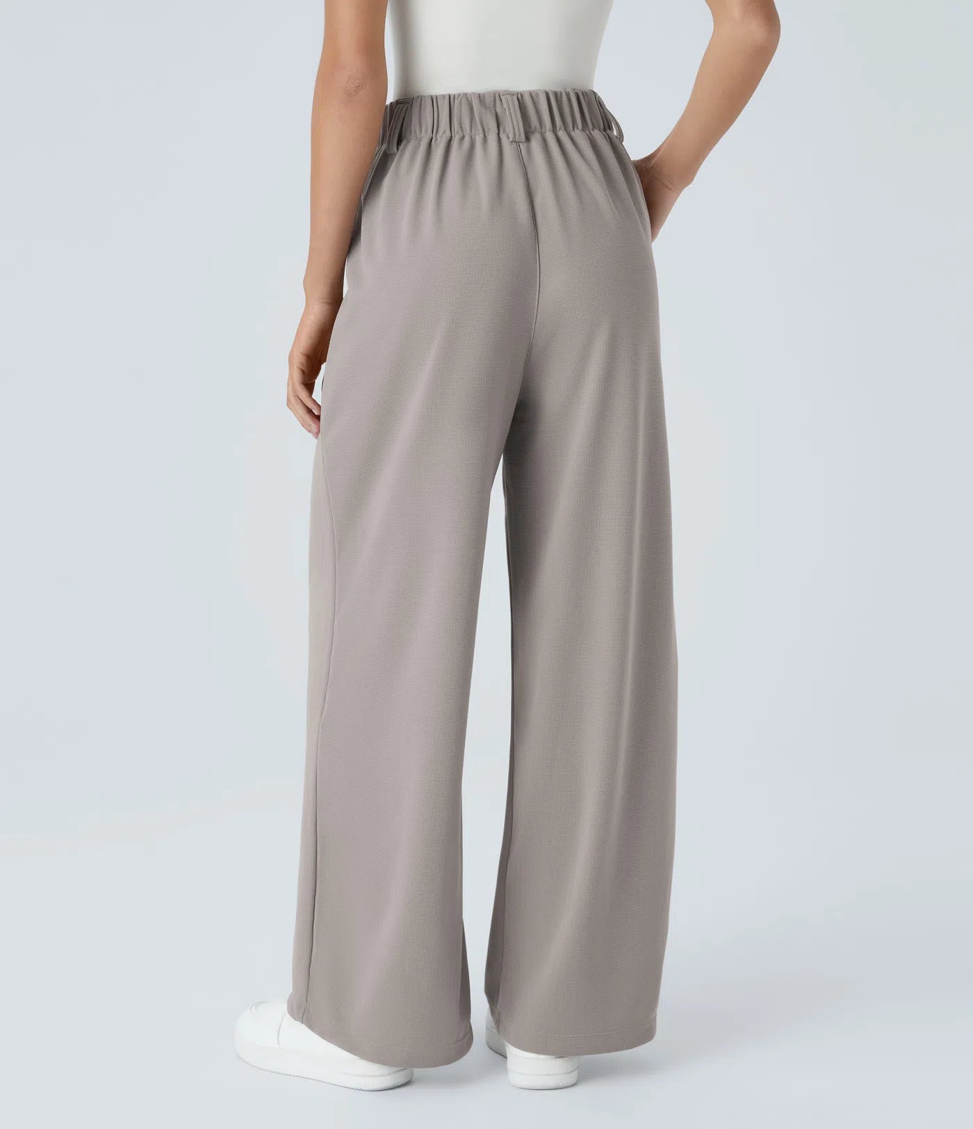BumFlair - High Waisted Pocket Wide Leg Waffle Work Pants