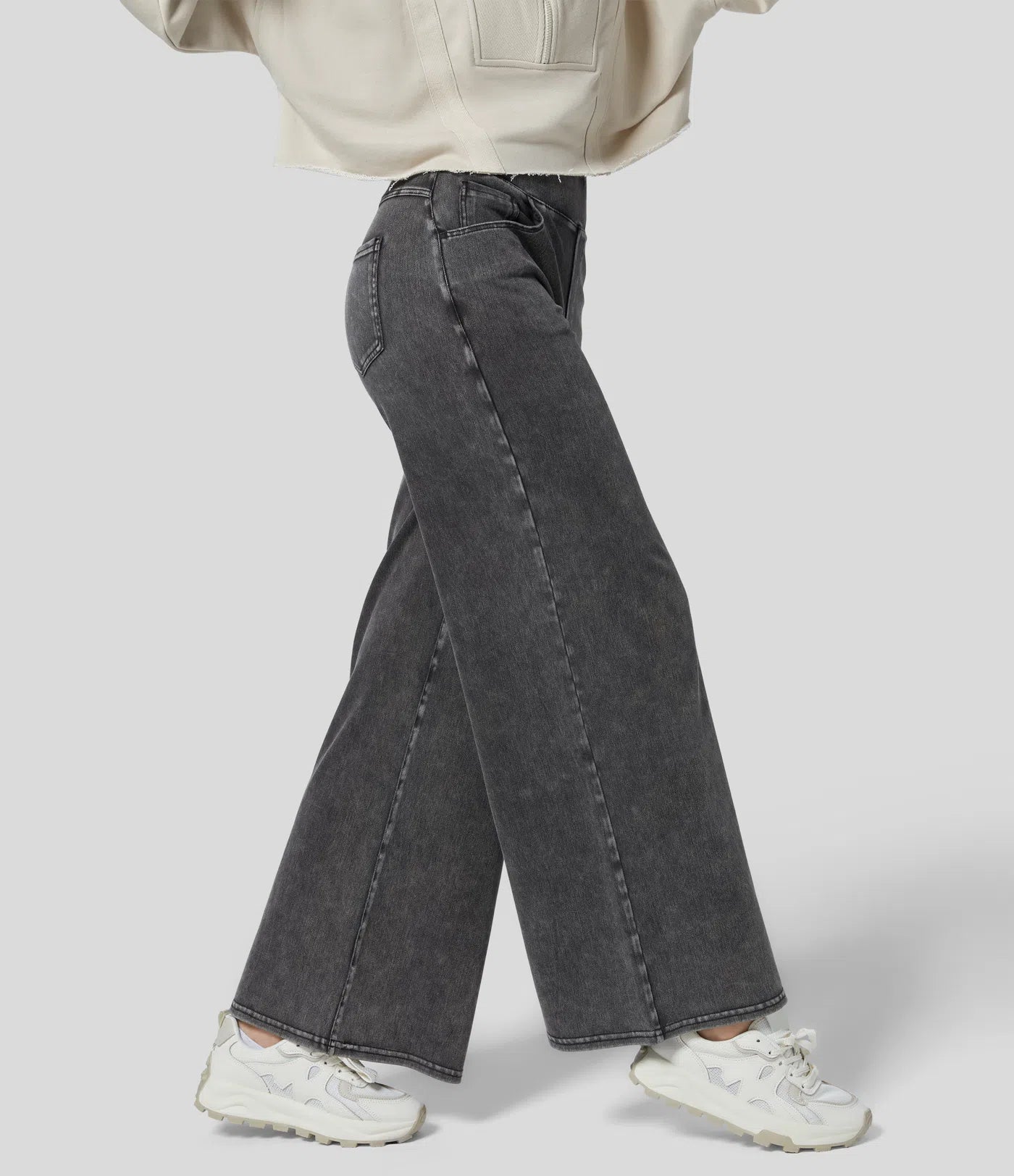 BumFlair – High Waisted Pockets Wide Leg Loose Work Jeans