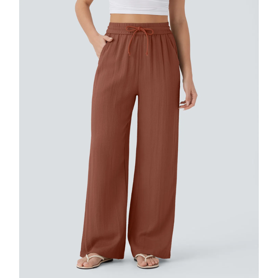 BumFlair - High-Waist Comfort Wide-Leg Pants with Pockets