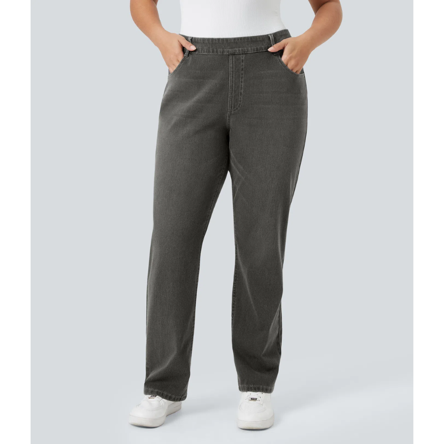 BumFlair - Supportive Waist & 4-Way Stretch Straight-Leg Jeans for Plus-Size Women