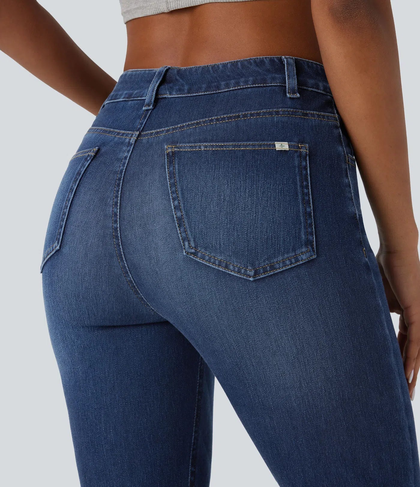 BumFlair - High Waisted Pockets Washed Casual Bootcut Jeans