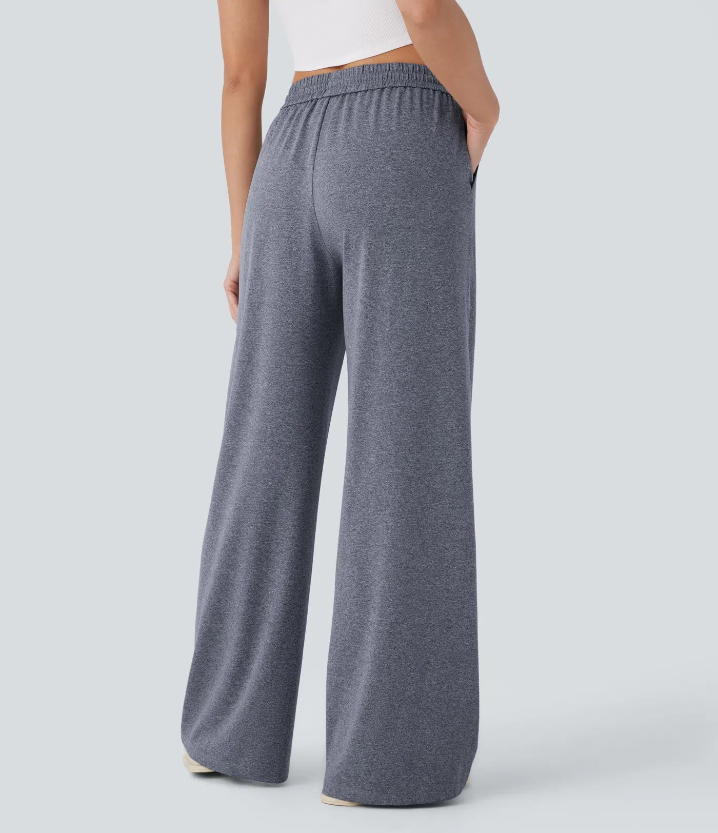 BumFlair - High Waisted Drawstring Pocket Wide Leg Casual Pants
