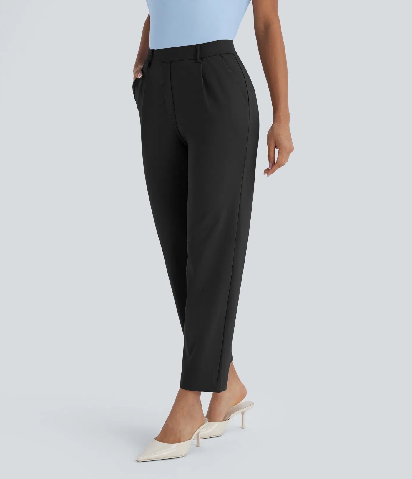 BumFlair - DayStretch High Waisted Pocket Ankle Length Tapered Work Pants