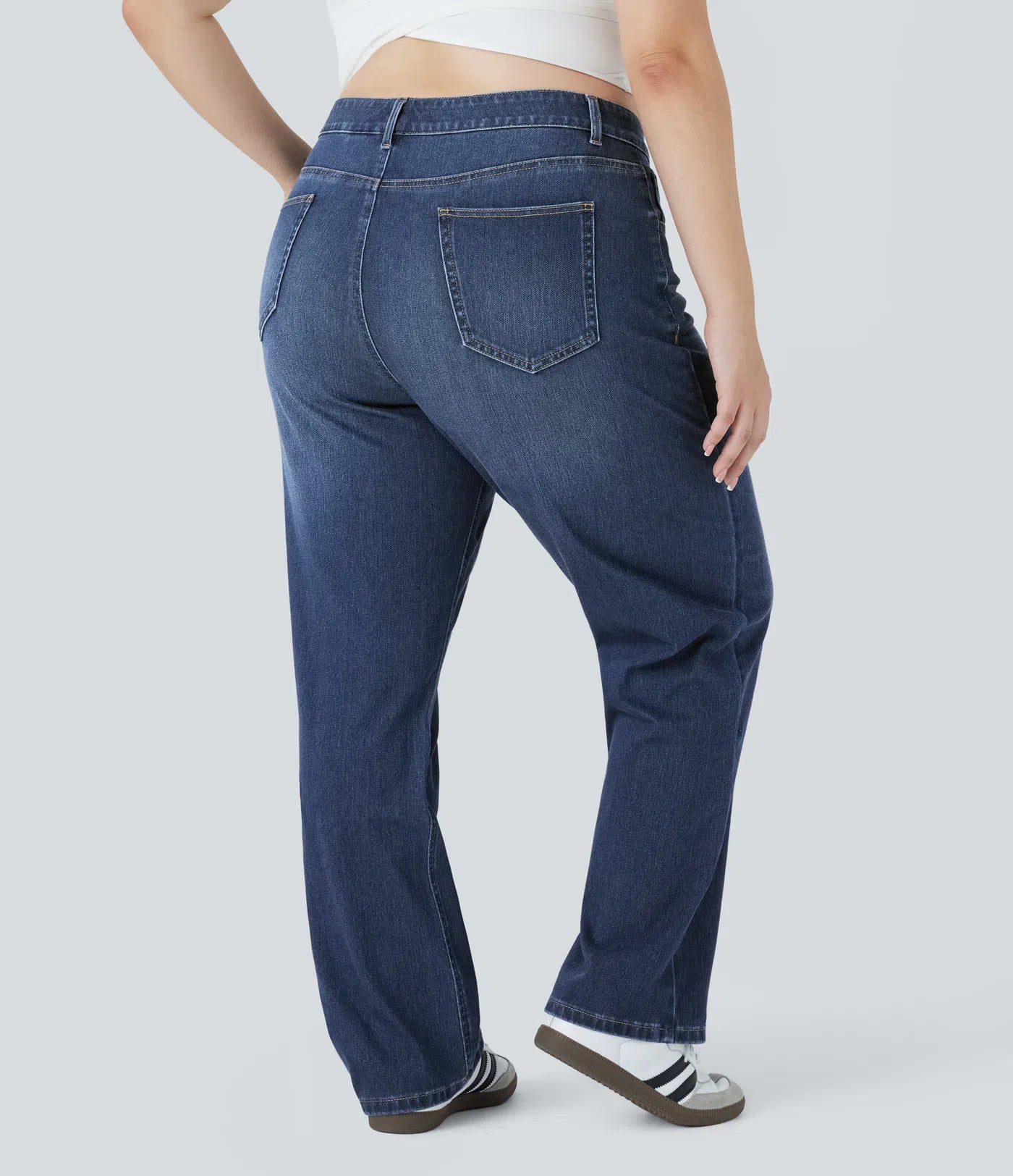BumFlair - High Waisted Pockets Straight Leg Washed Casual Plus Size Jeans