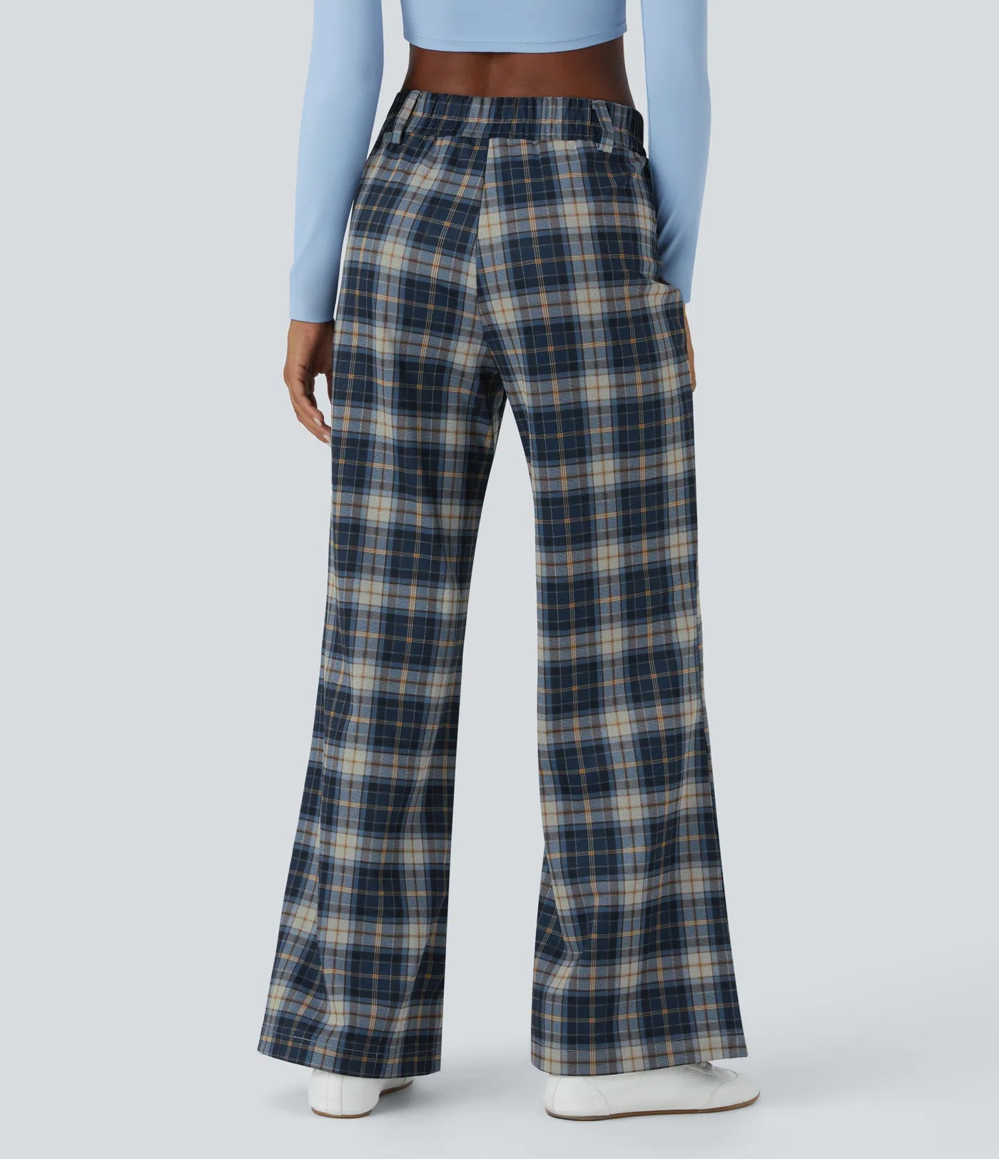 BumFlair – High Waisted Plaid Wide Leg Casual Pants