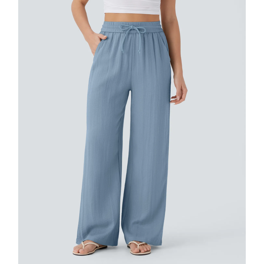 BumFlair - High-Waist Comfort Wide-Leg Pants with Pockets