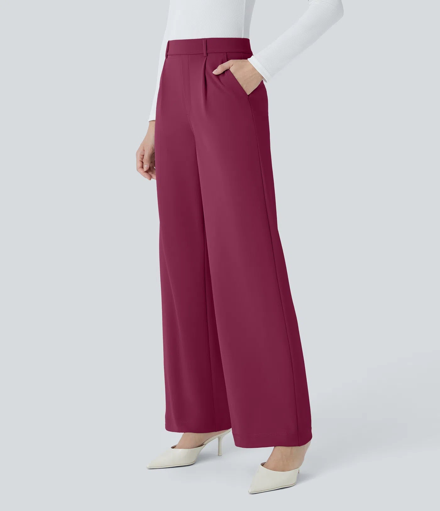 BumFlair – High Waisted Pocket Straight Leg Crepe Work Pants