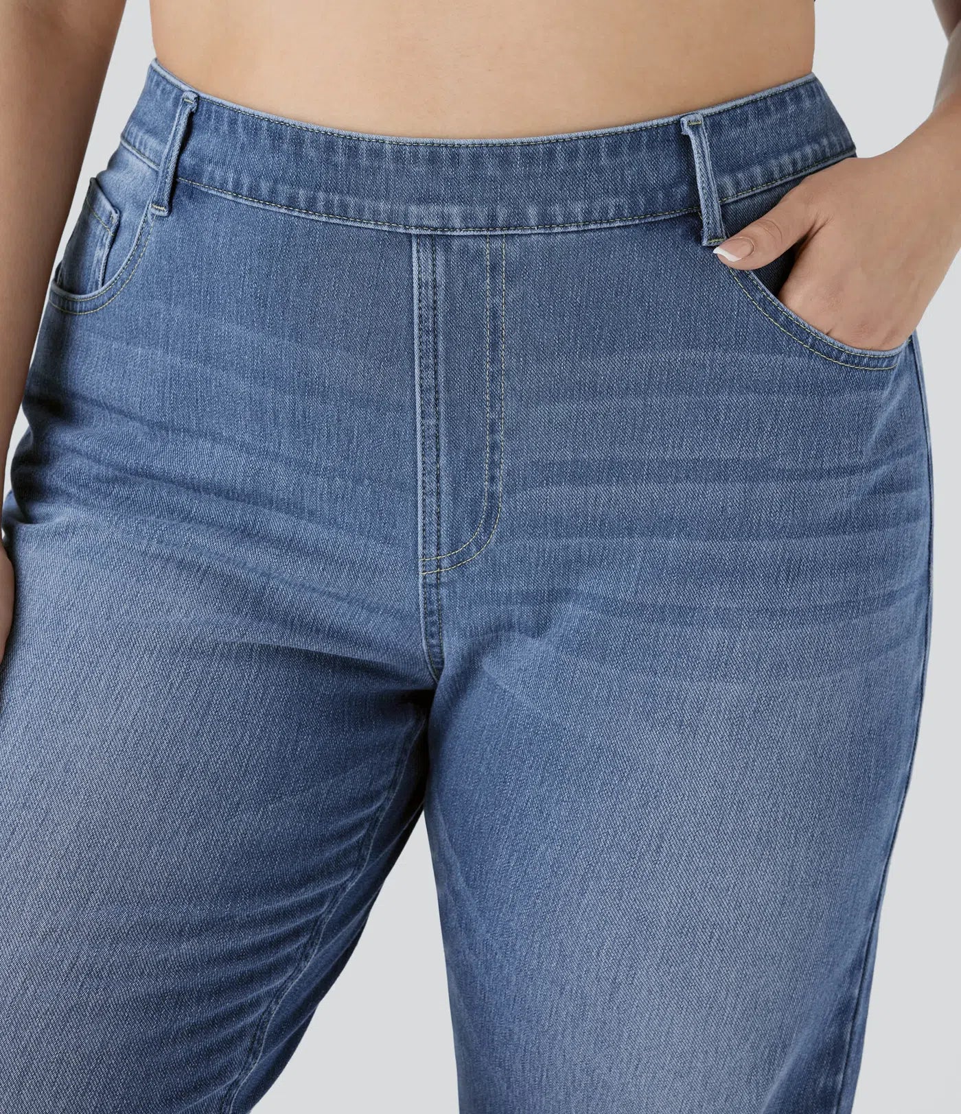 BumFlair - High Waisted Pockets Straight Leg Washed Casual Plus Size Jeans