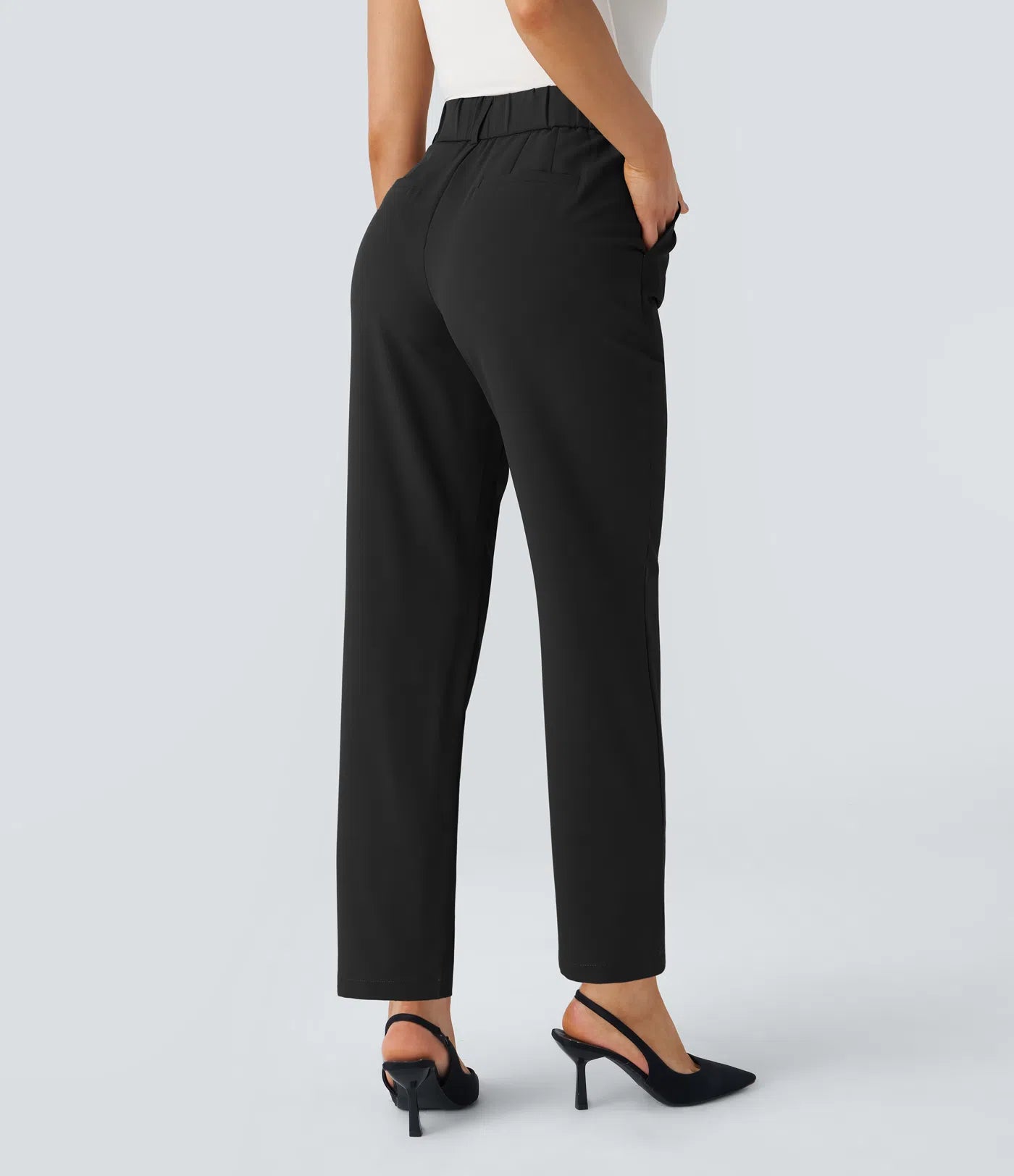 BumFlair - High Waisted Pocket Solid Work Tapered Pants