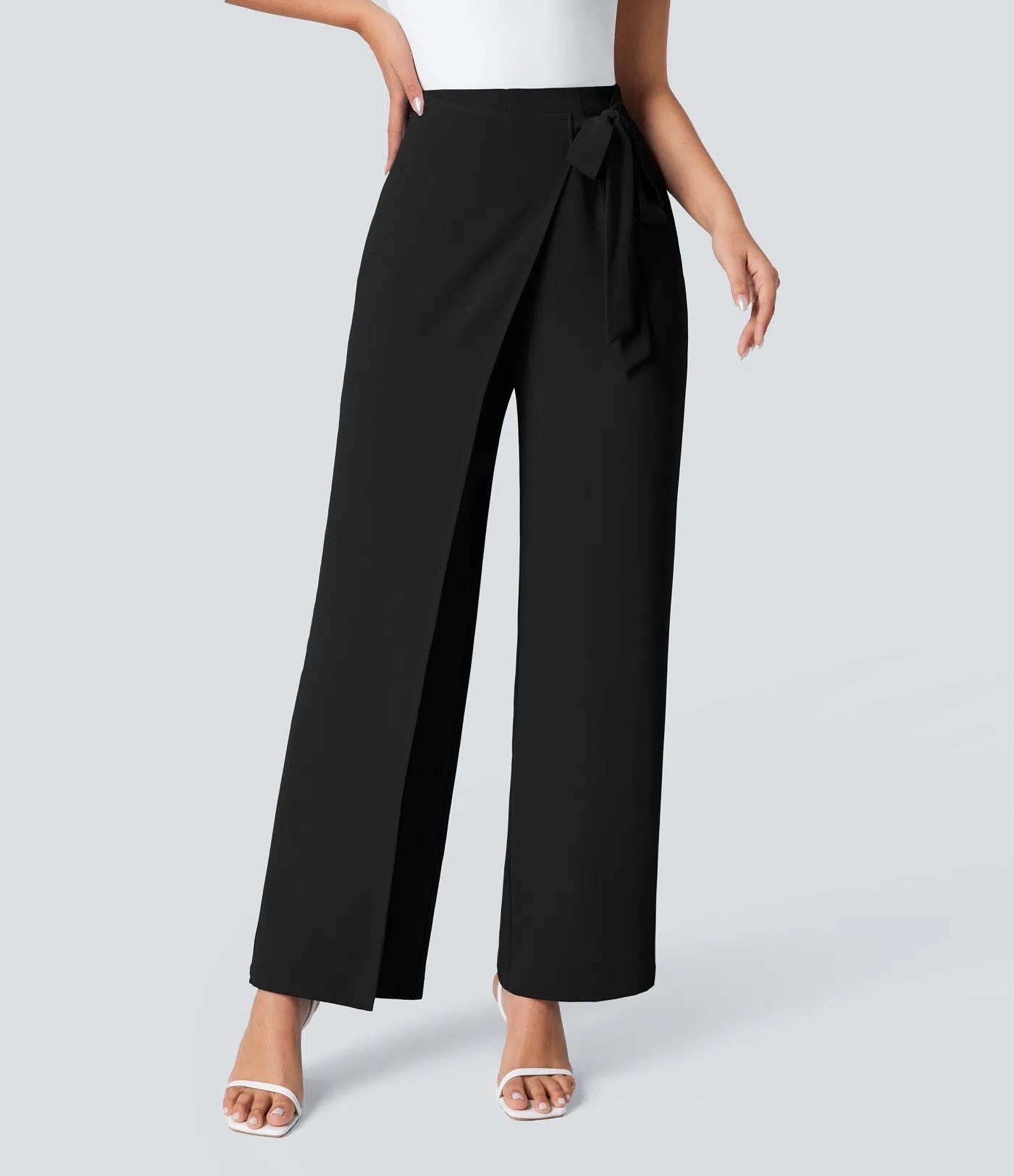 BumFlair - High Waisted Tie Side Wide Leg Work Pants