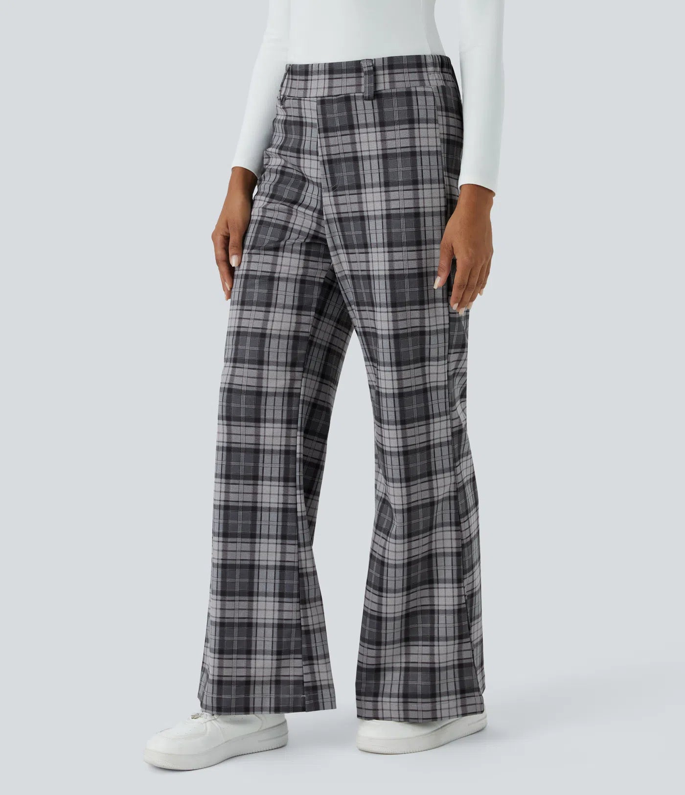 BumFlair – High Waisted Plaid Wide Leg Casual Pants