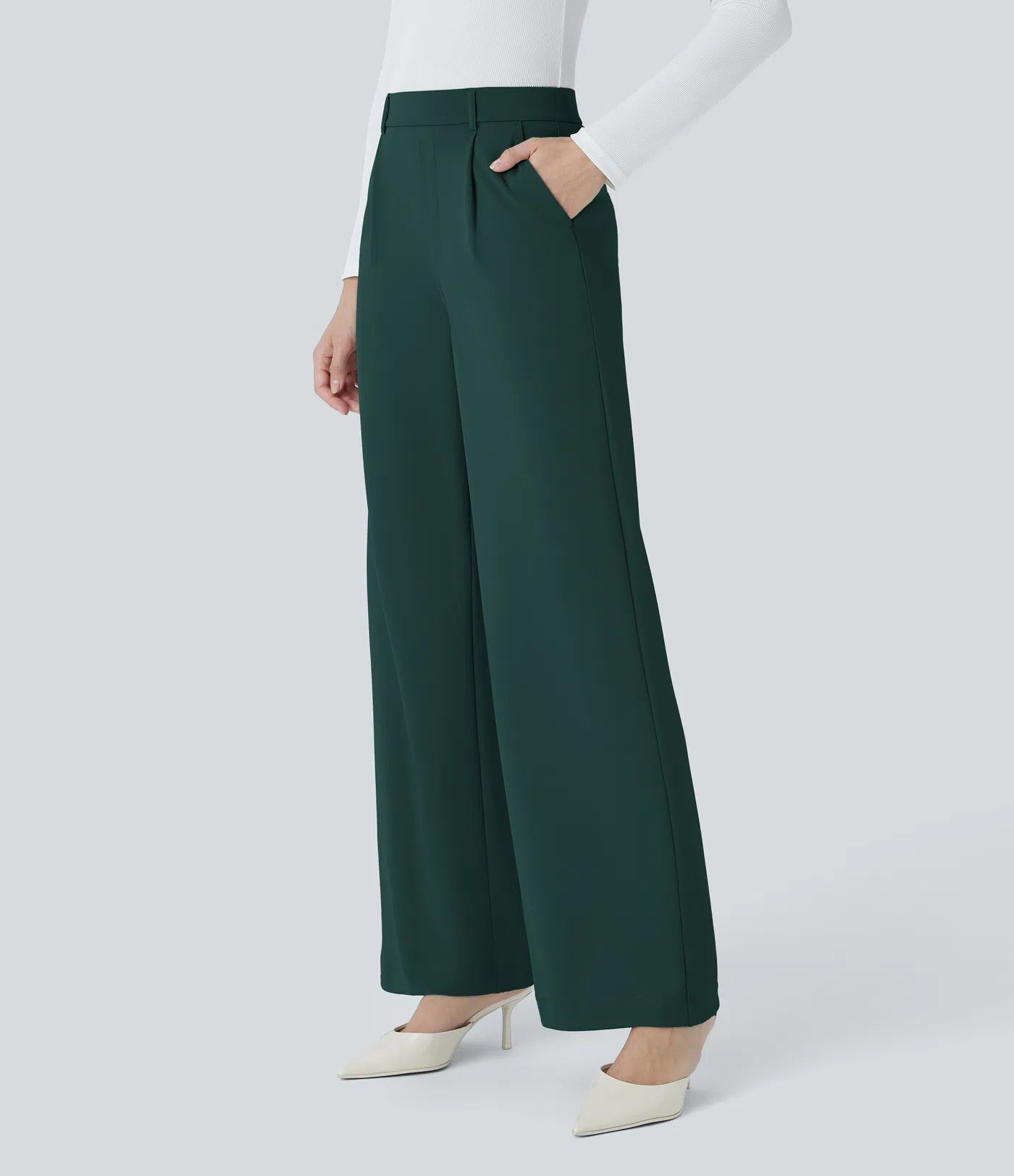 BumFlair – High Waisted Pocket Straight Leg Crepe Work Pants
