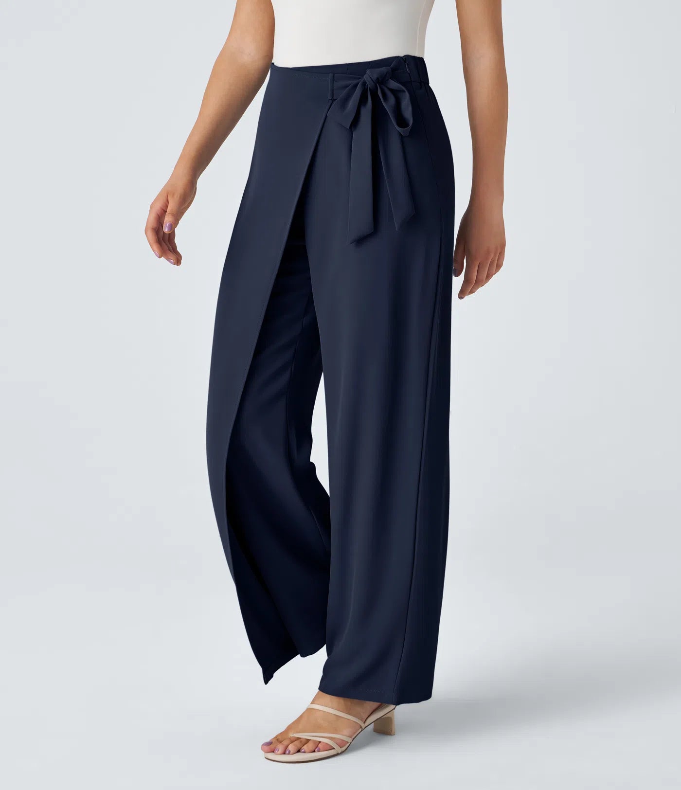 BumFlair - High Waisted Tie Side Wide Leg Work Pants