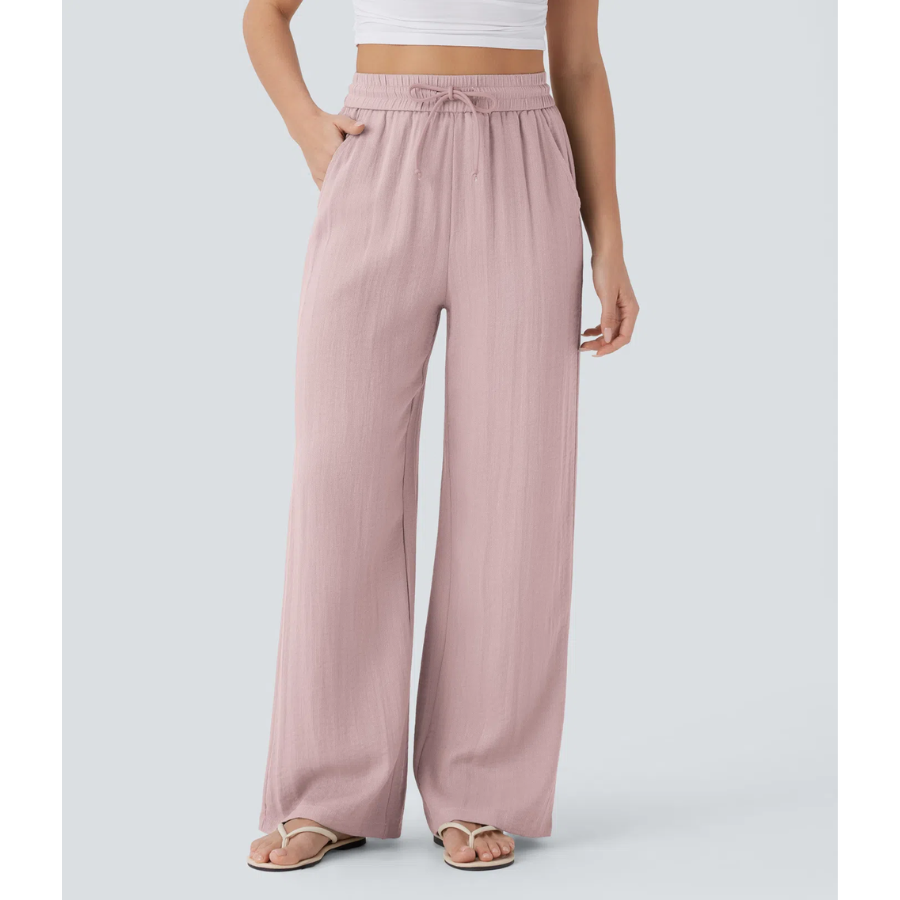 BumFlair - High-Waist Comfort Wide-Leg Pants with Pockets