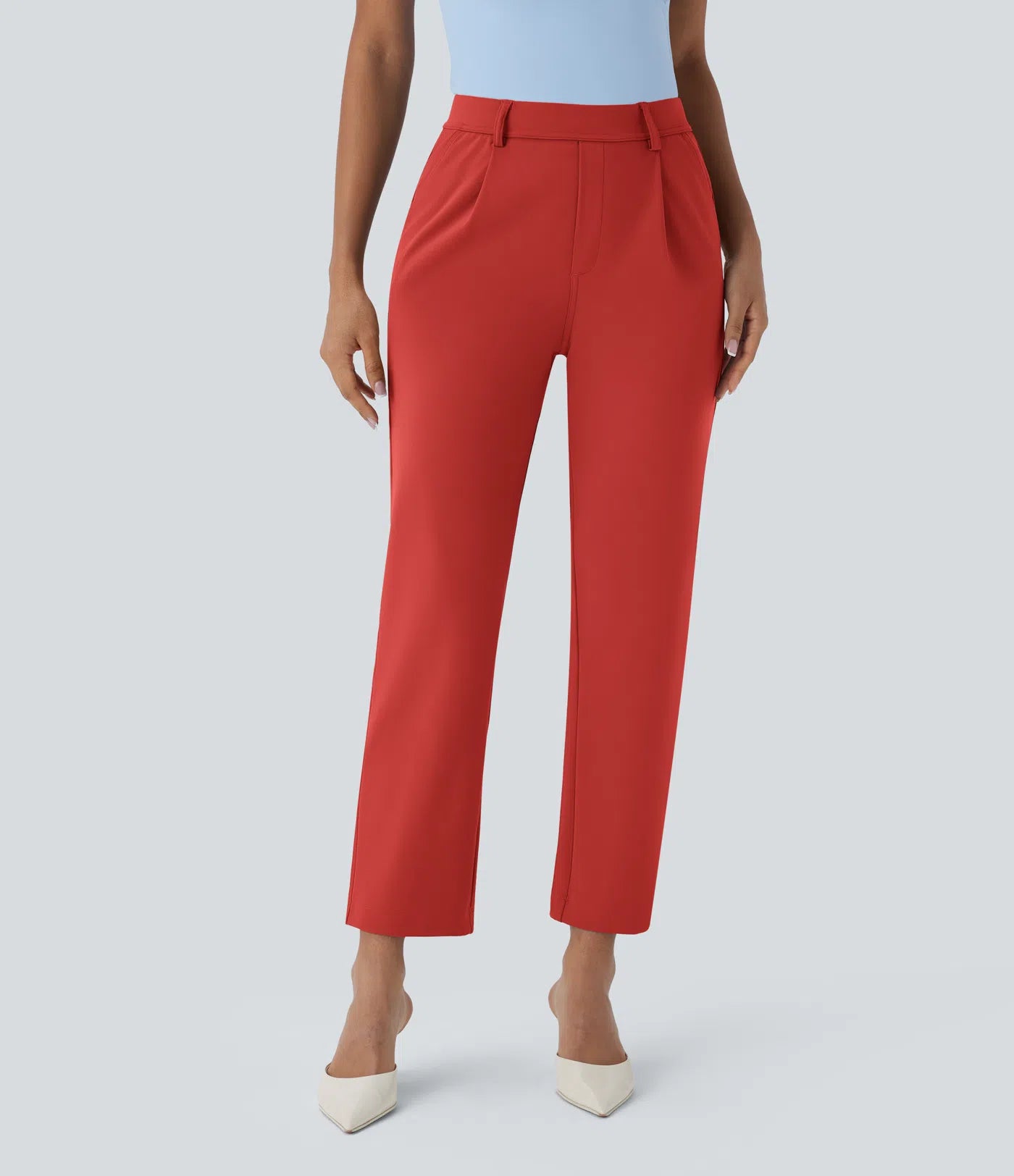BumFlair - DayStretch High Waisted Pocket Ankle Length Tapered Work Pants