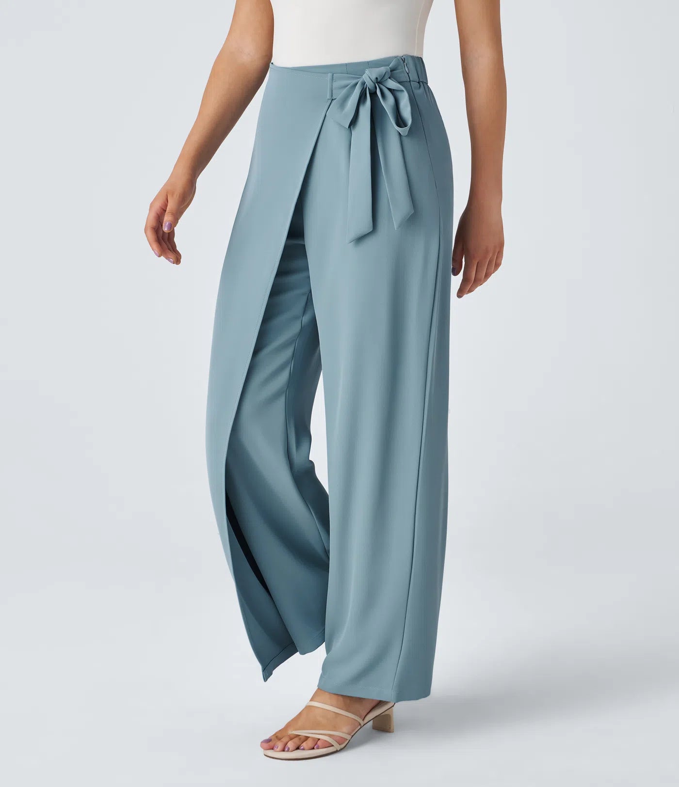 BumFlair - High Waisted Tie Side Wide Leg Work Pants
