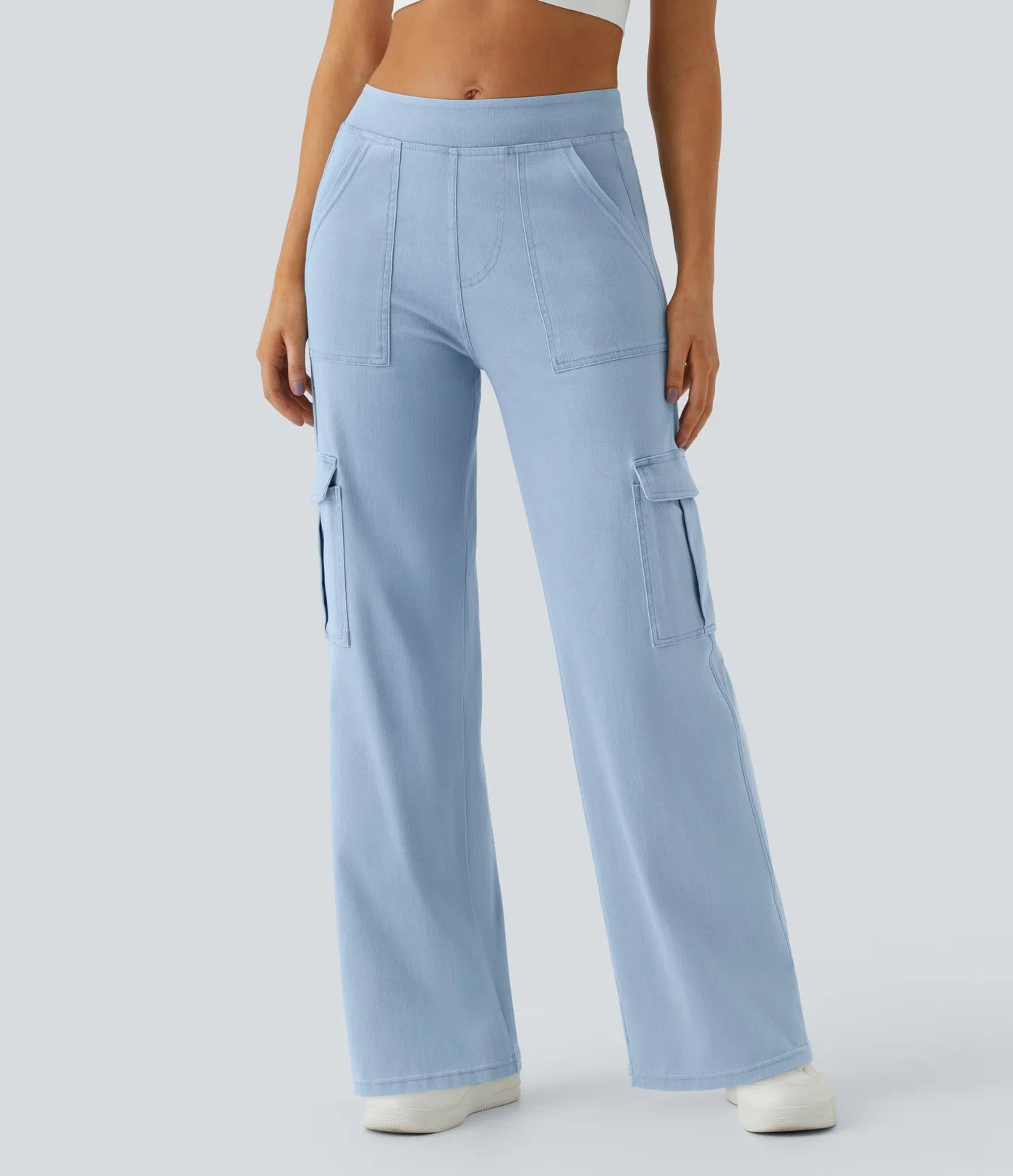 BumFlair - Mid Rise Pockets Straight Leg Casual Cargo Jeans