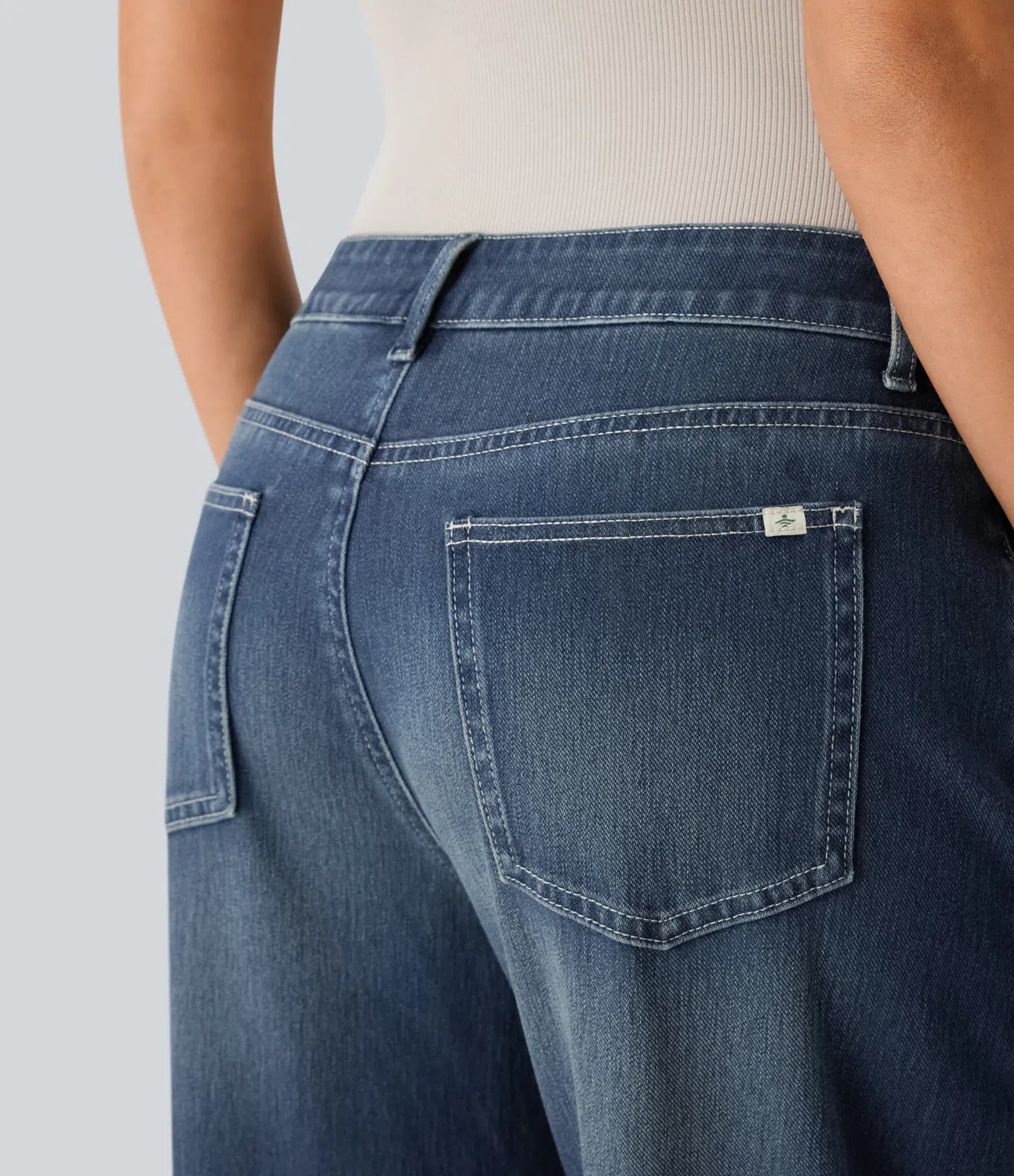 BumFlair - Low Rise Zipper Pockets Washed Baggy Wide Leg Casual Jeans