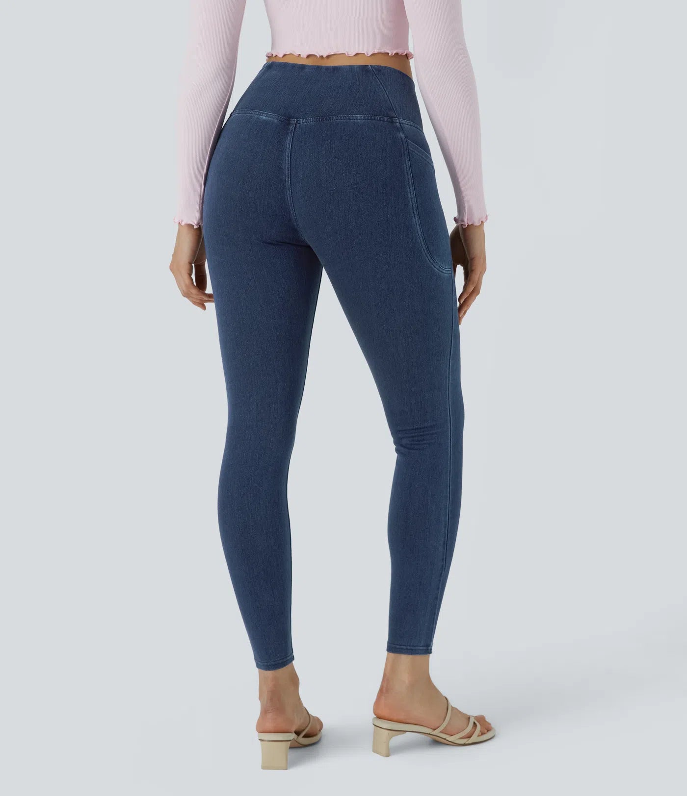 BumFlair - Crossover Pocket Washed Denim Work Leggings
