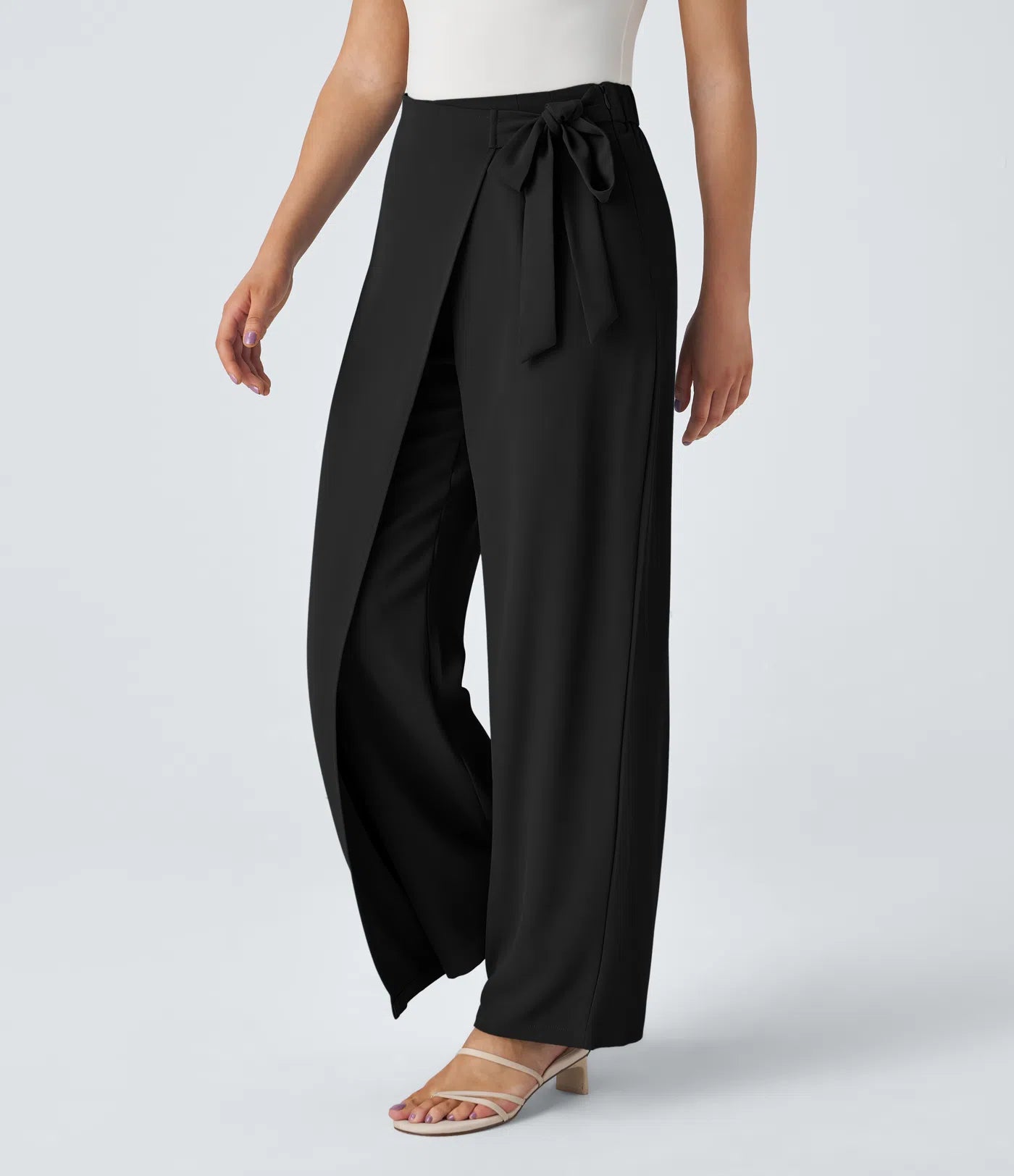 BumFlair - High Waisted Tie Side Wide Leg Work Pants