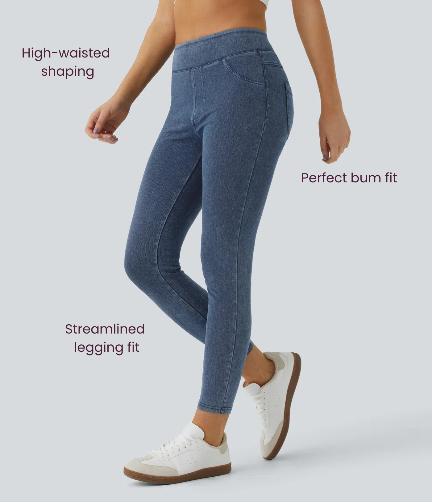 BumFlair - High Waisted Pocket Denim Casual Leggings