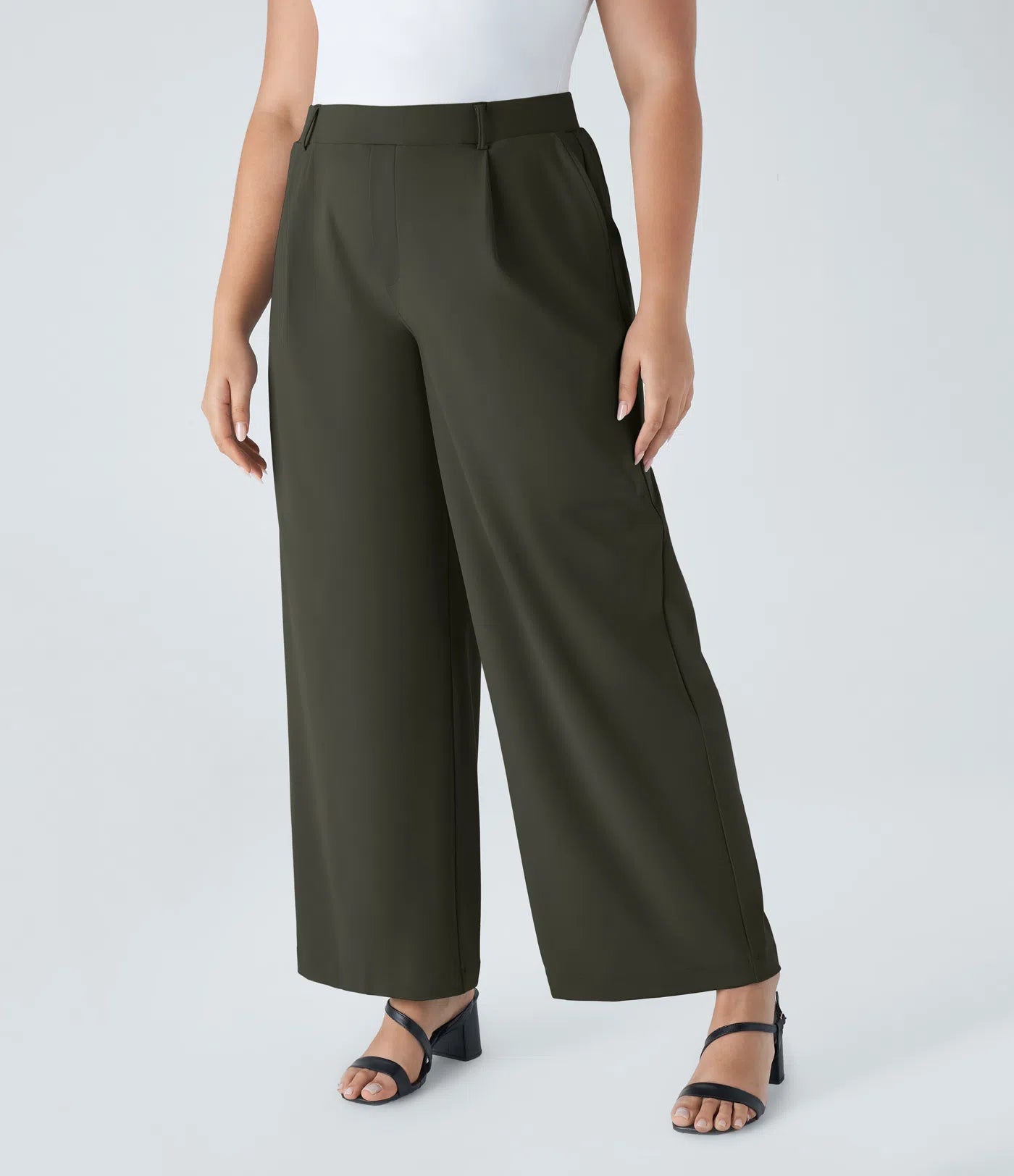 BumFlair - DayStretch High Waisted Pocket Straight Leg Work Plus Size Pants