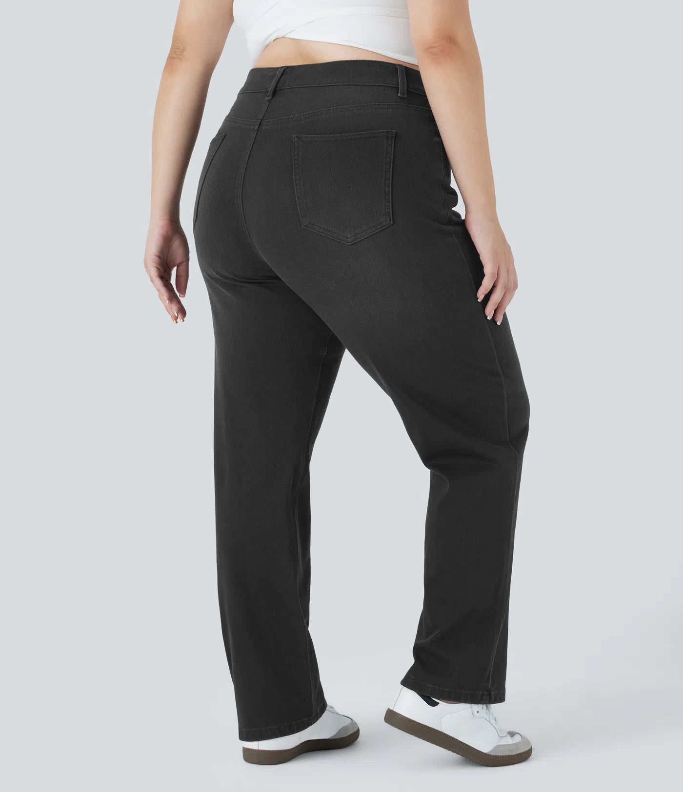 BumFlair - High Waisted Pockets Straight Leg Washed Casual Plus Size Jeans