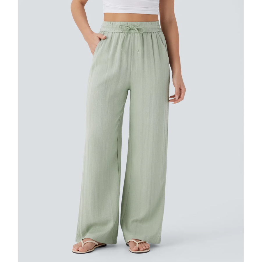 BumFlair - High-Waist Comfort Wide-Leg Pants with Pockets