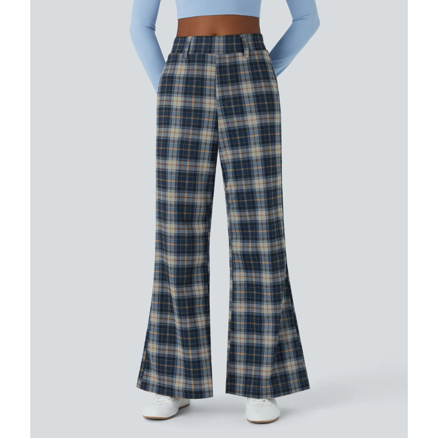 BumFlair – Everyday Comfort Wide Leg Plaid Pants for Women
