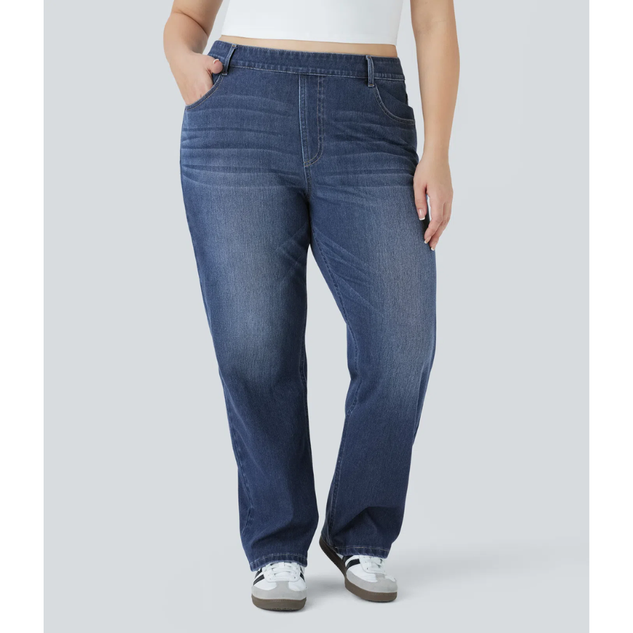 BumFlair - Supportive Waist & 4-Way Stretch Straight-Leg Jeans for Plus-Size Women