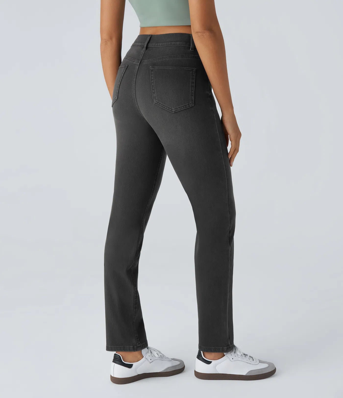 BumFlair - High Waisted Pockets Straight Leg Washed Casual Jeans