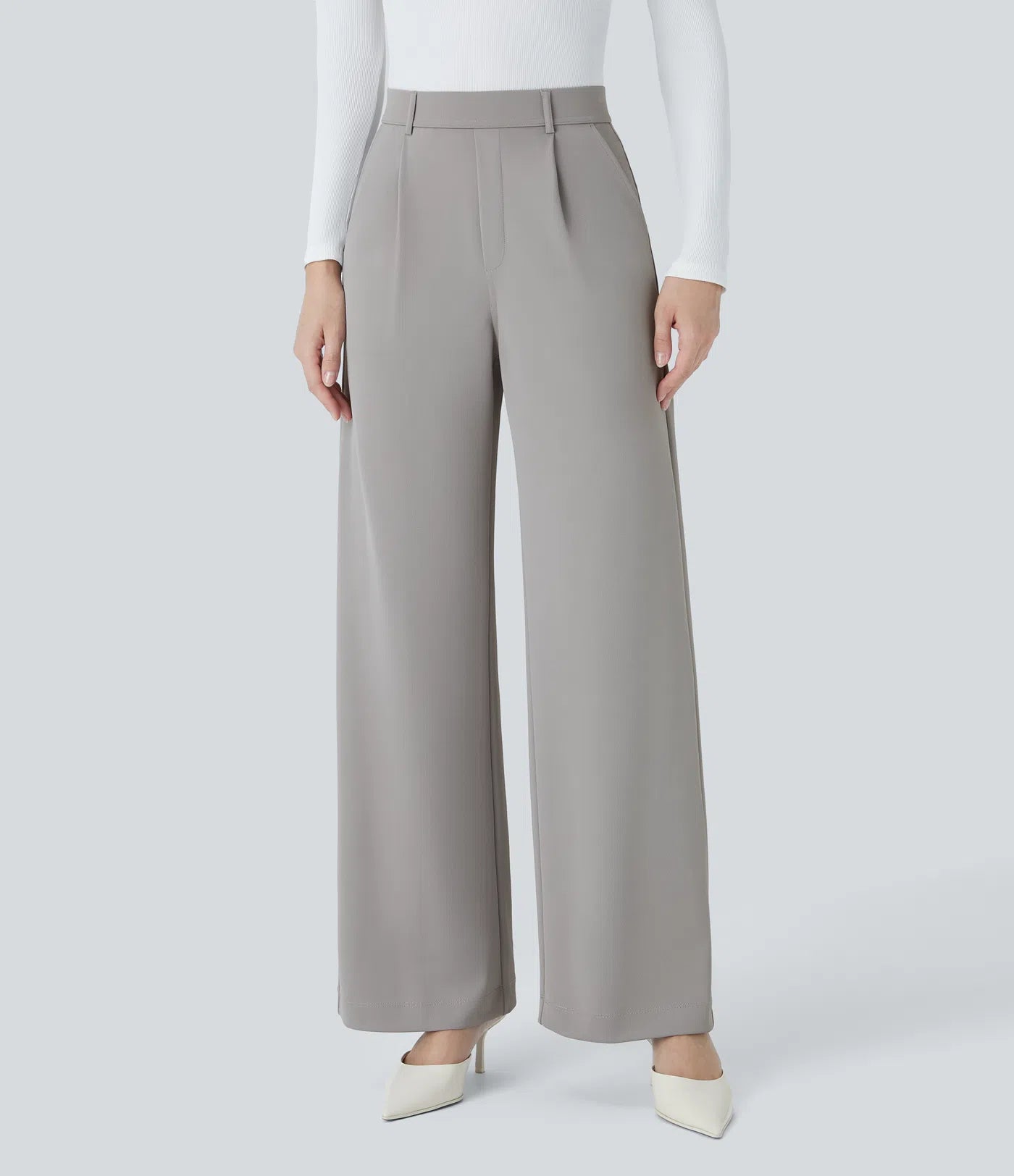 BumFlair – High Waisted Pocket Straight Leg Crepe Work Pants