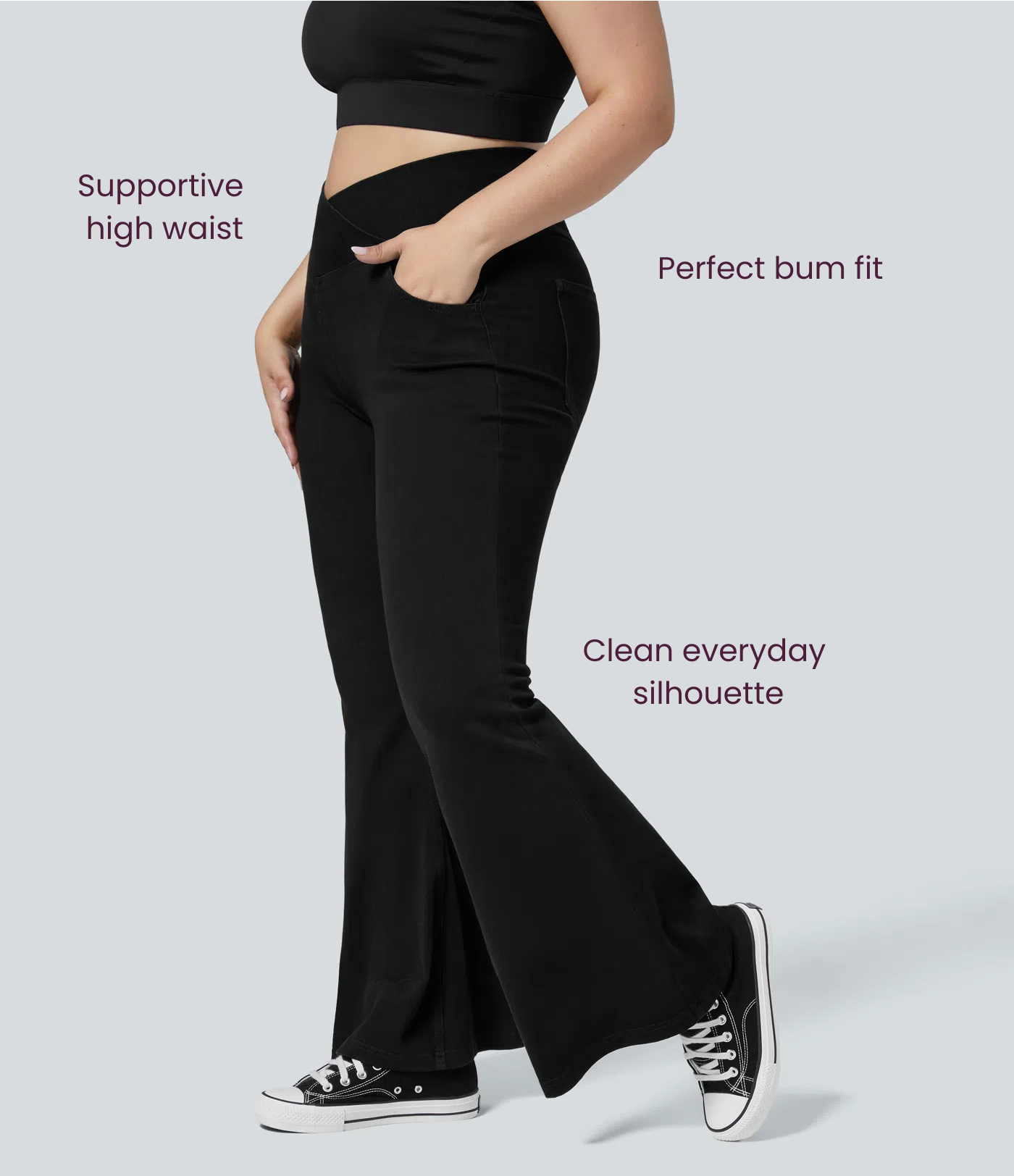 BumFlair – High Waisted Crossover Pocket Washed Casual Plus Size Jeans