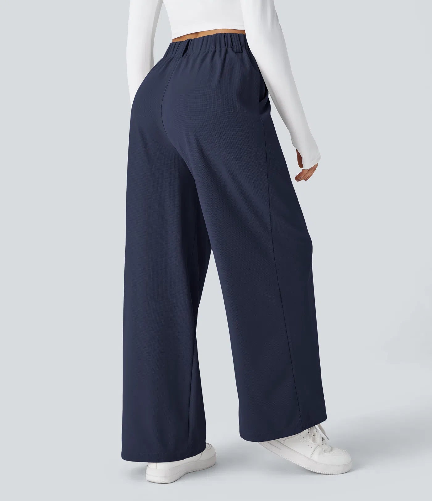 BumFlair - High Waisted Pocket Wide Leg Waffle Work Pants