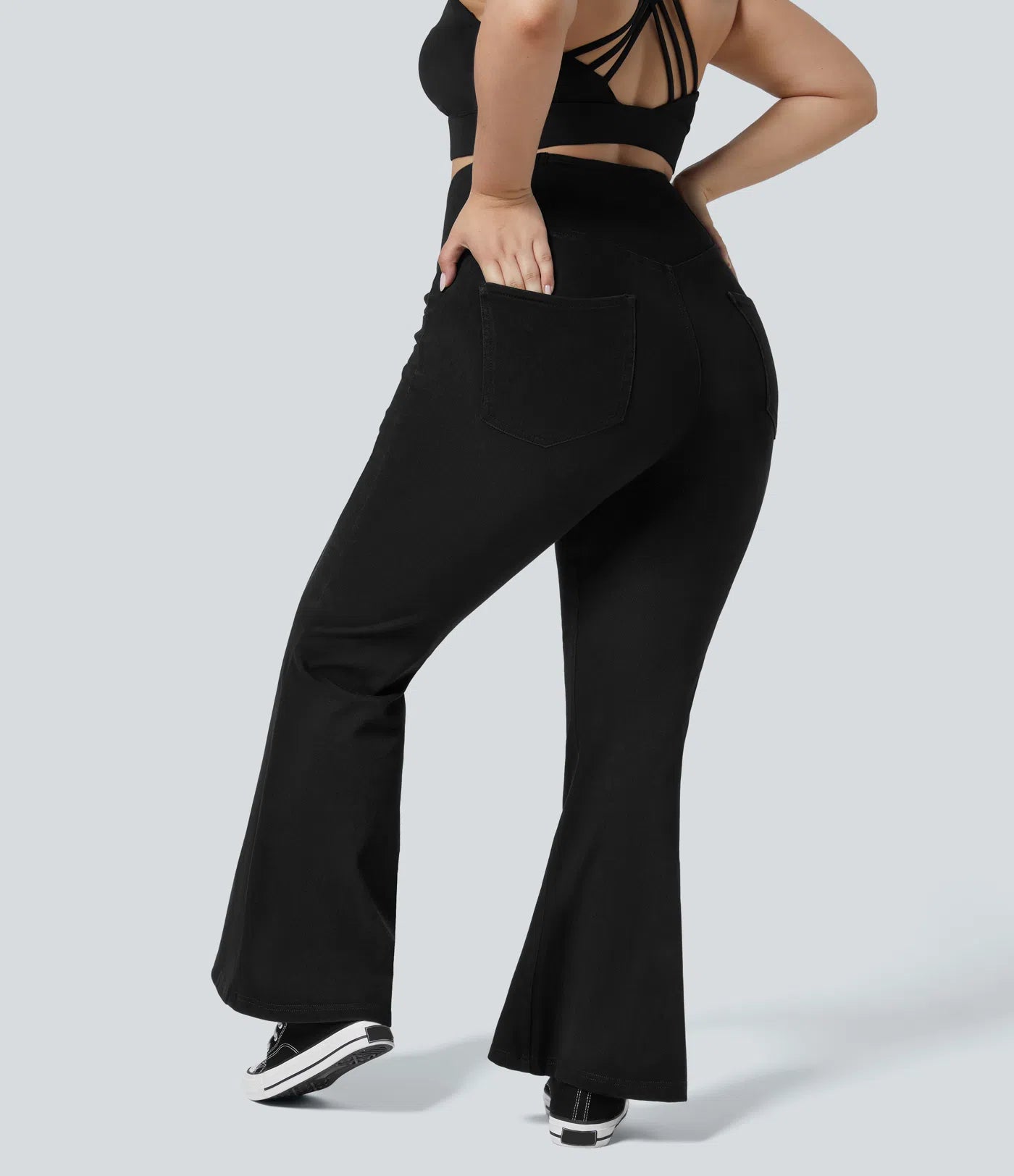 BumFlair – High Waisted Crossover Pocket Washed Casual Plus Size Jeans