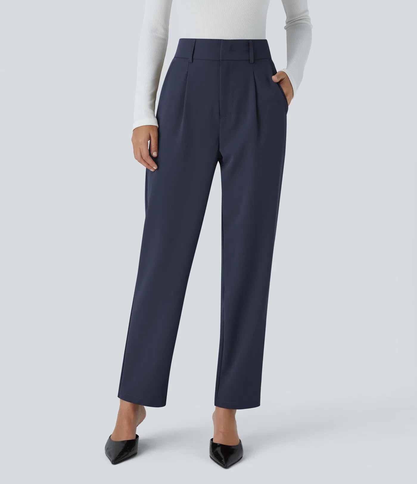 BumFlair - High Waisted Pocket Solid Work Tapered Pants