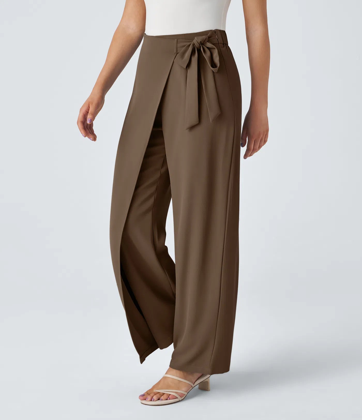 BumFlair - High Waisted Tie Side Wide Leg Work Pants