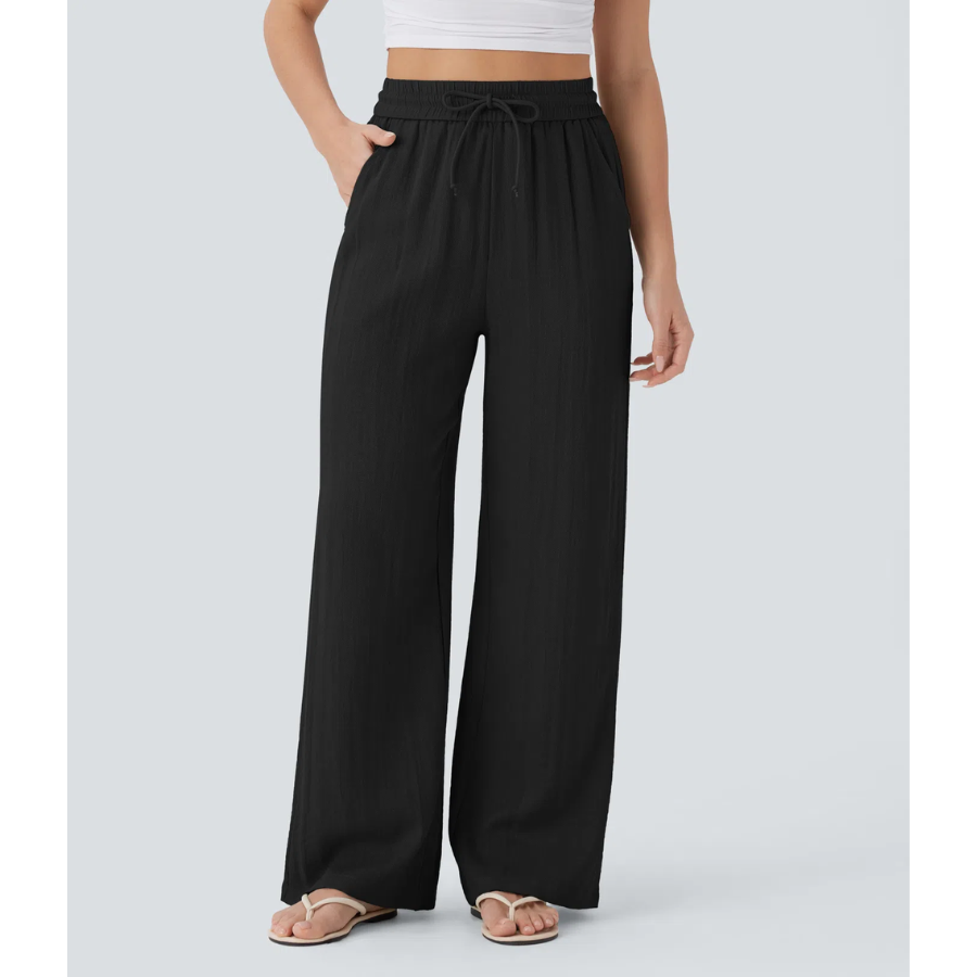 BumFlair - High-Waist Comfort Wide-Leg Pants with Pockets