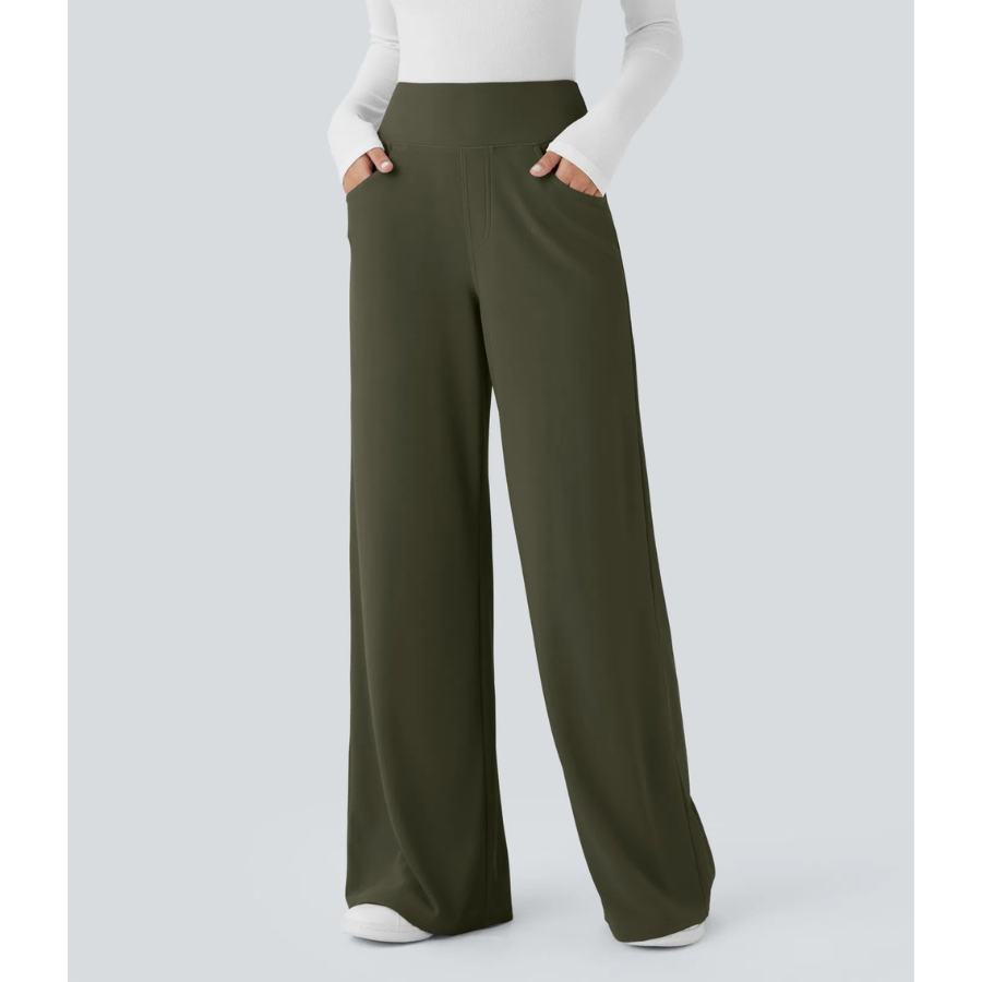 BumFlair - Tummy Control & Stretch Comfort Wide-Leg Work Pants for Women